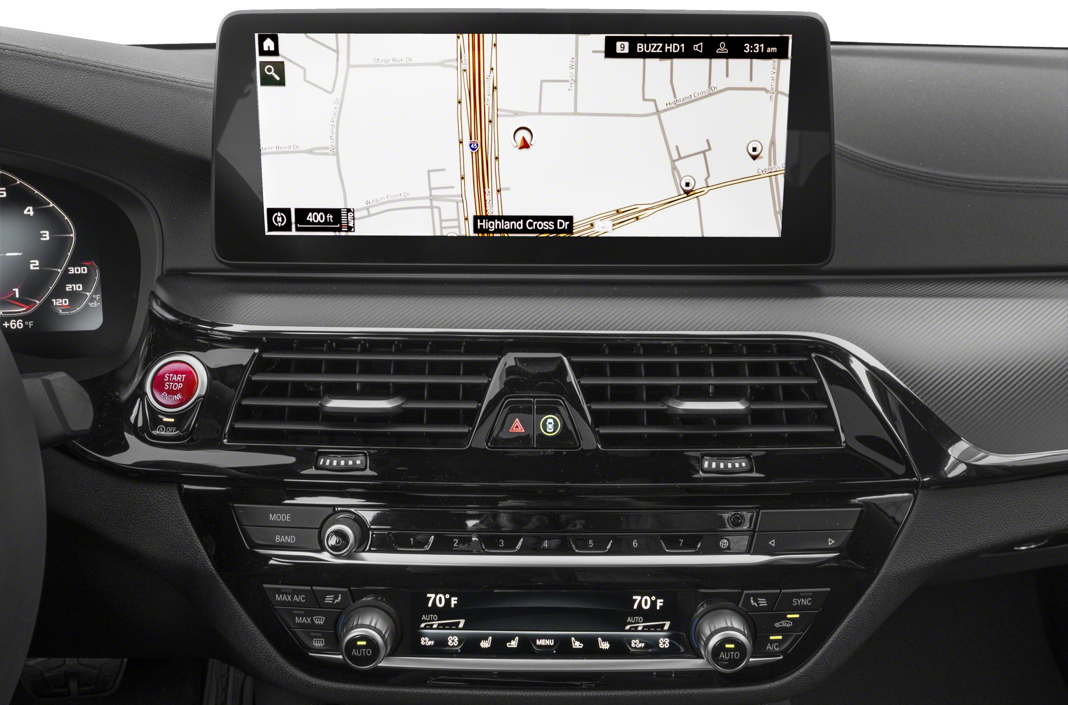Navigation system screen and dual-zone climate control interface