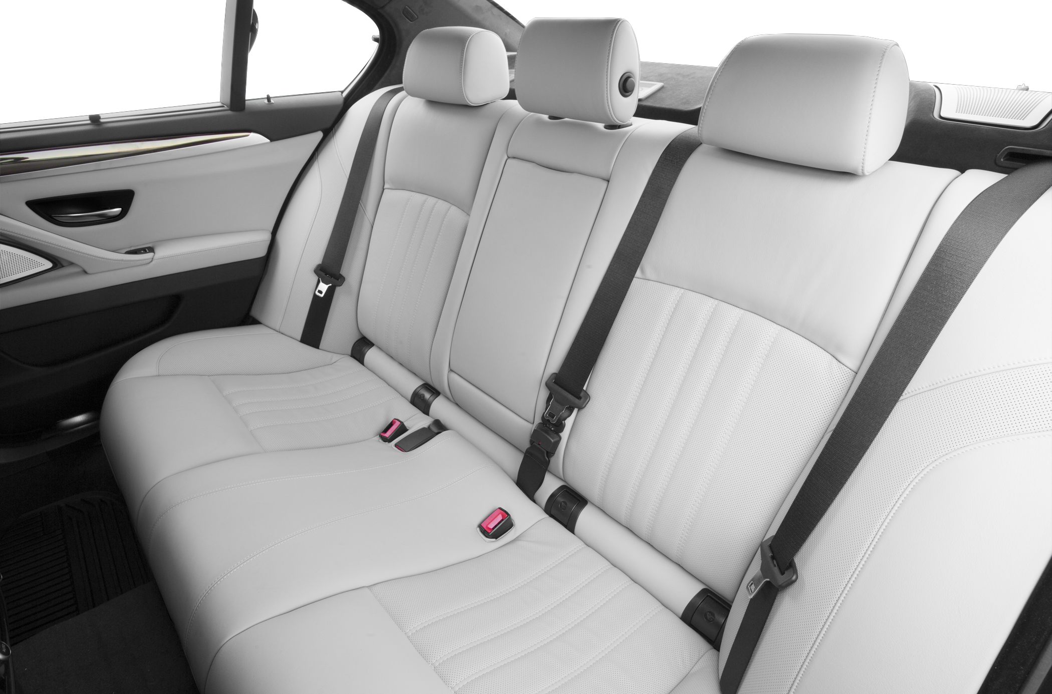 Leather rear seats with seat belts and headrests