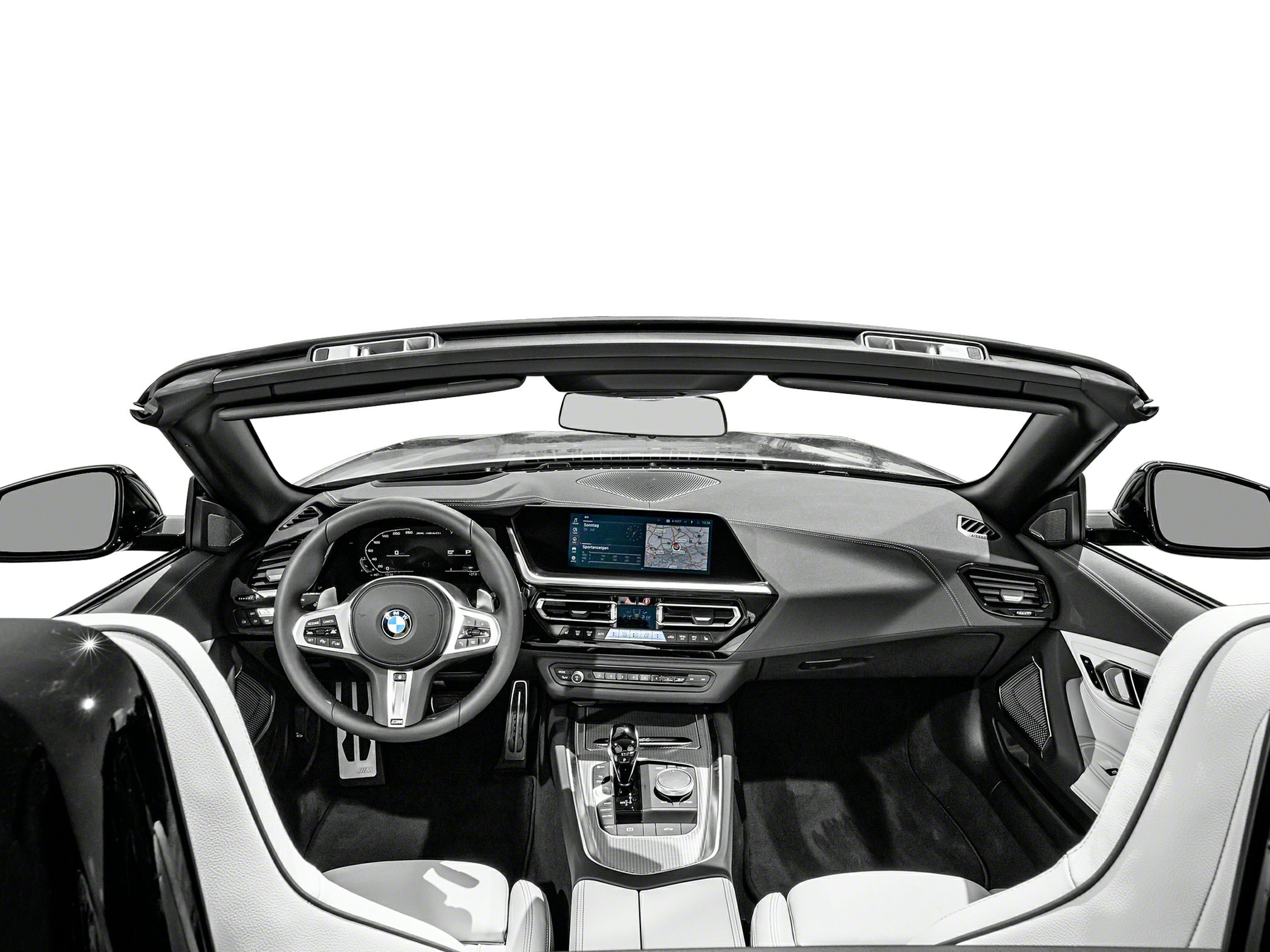 Modern dashboard with digital cluster and multifunction steering wheel