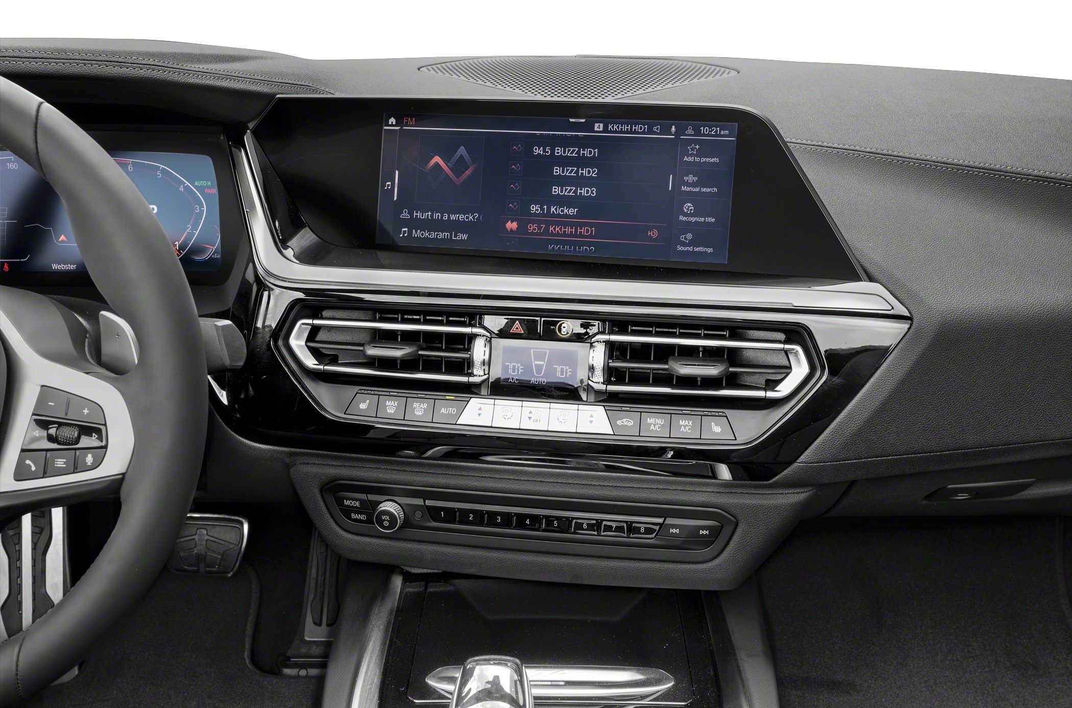 Digital dashboard, infotainment screen, climate control panel