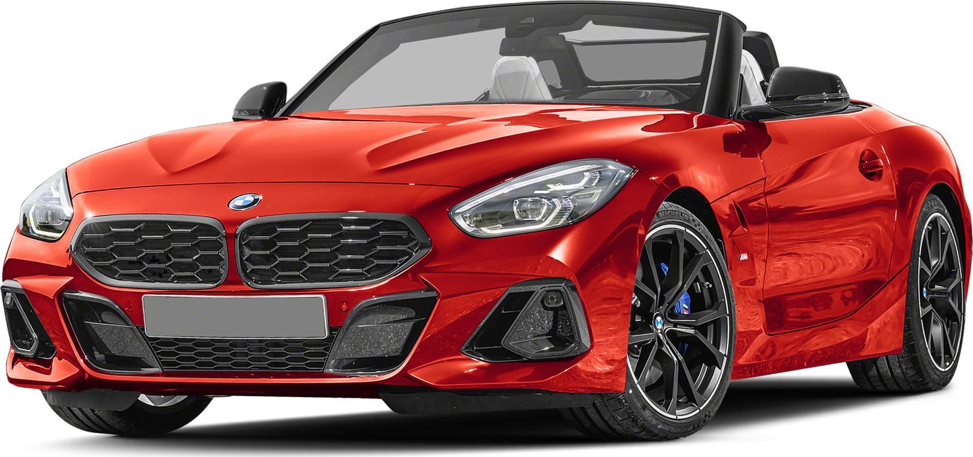 Sporty convertible front view with LED headlights and black alloy wheels