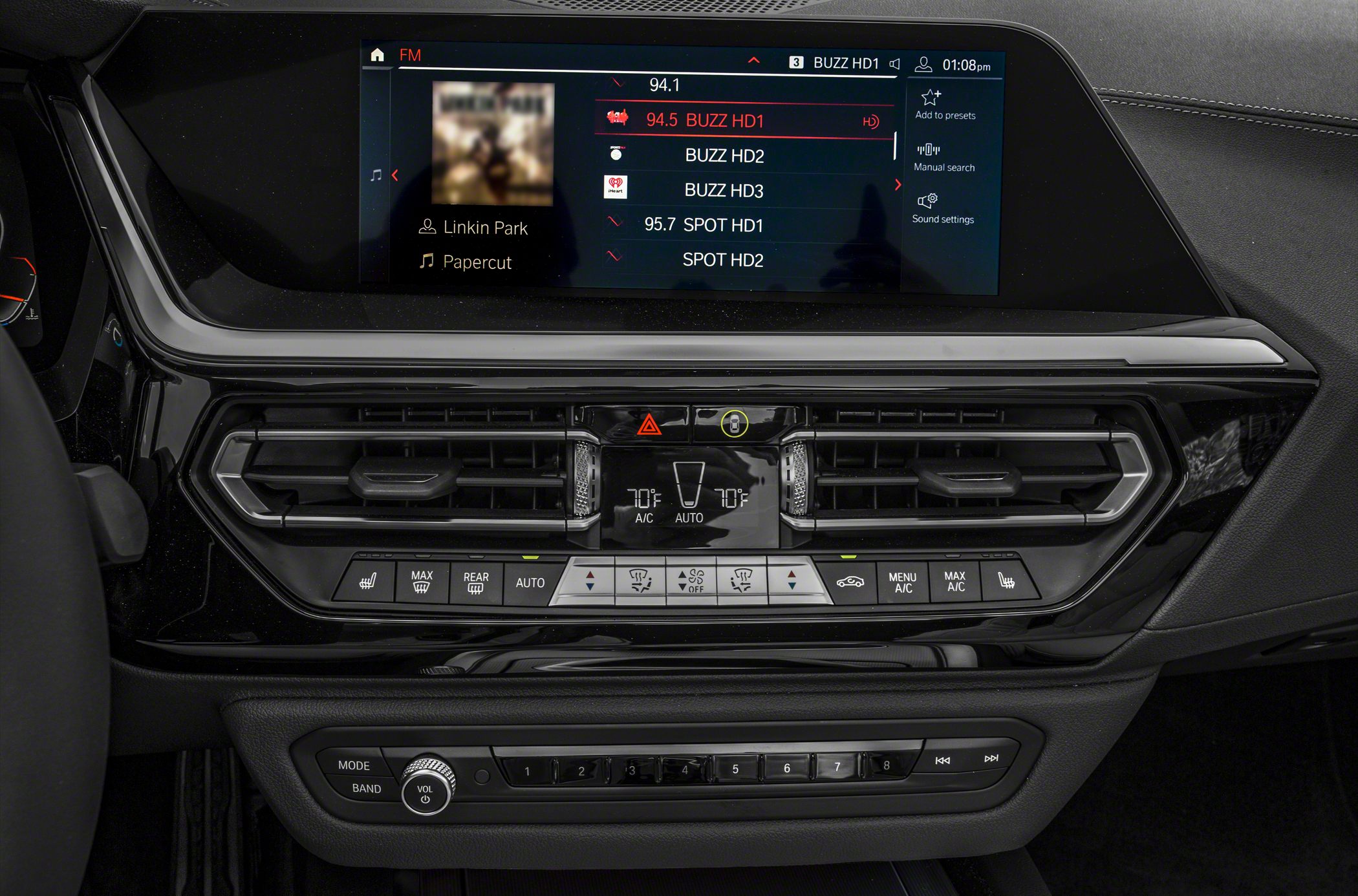 Dashboard with infotainment screen and dual-zone climate controls
