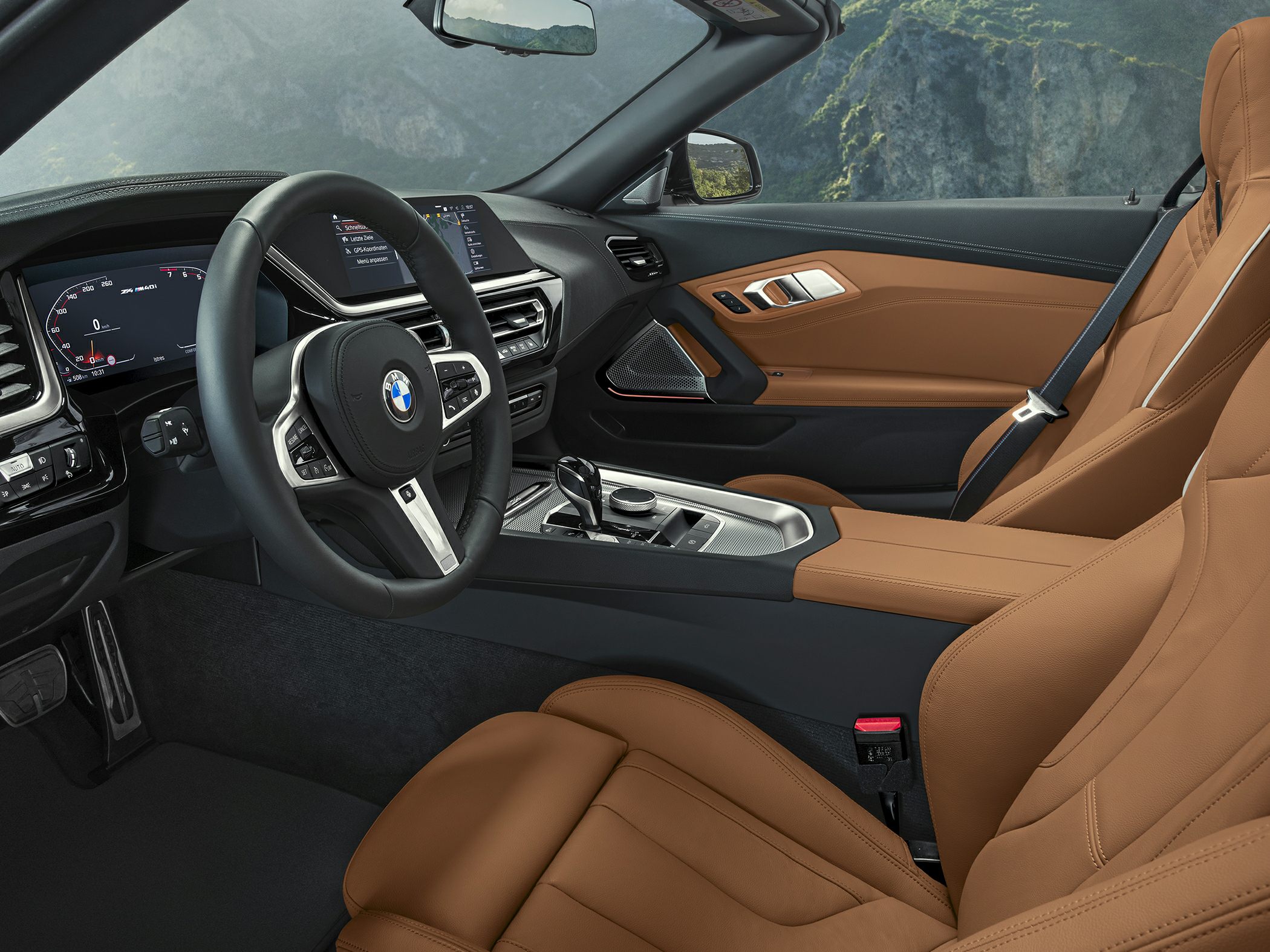 Luxury interior with digital dashboard and leather sport seats