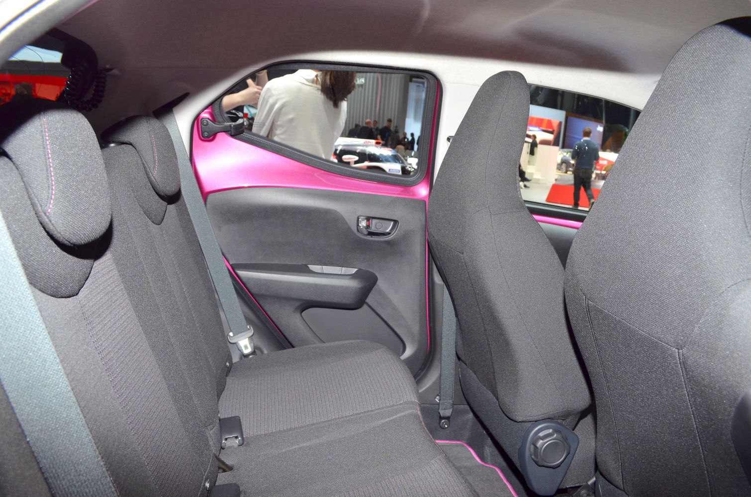 Rear passenger seating and door panel upholstery view