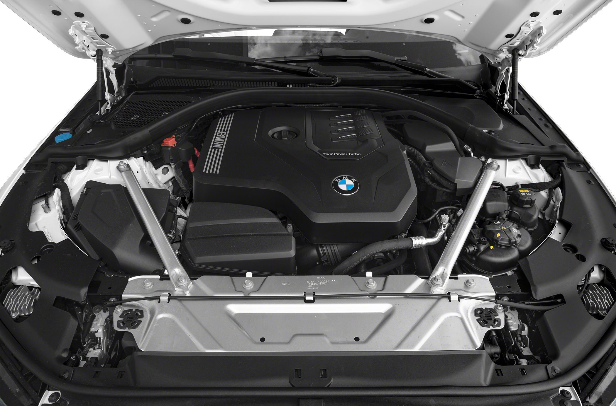 TwinPower Turbo engine bay with strut braces and engine cover