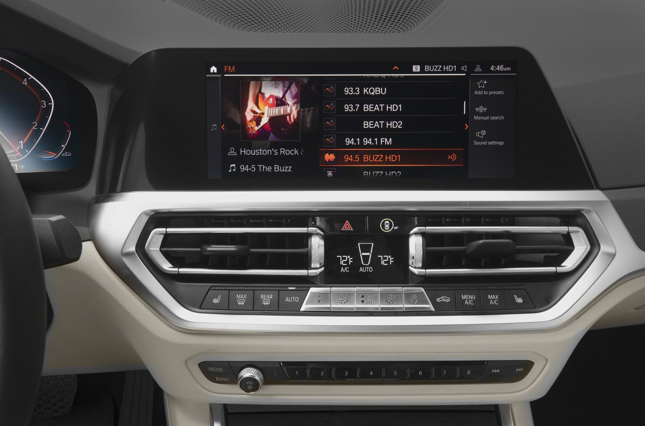 BMW interior infotainment display and climate control panel