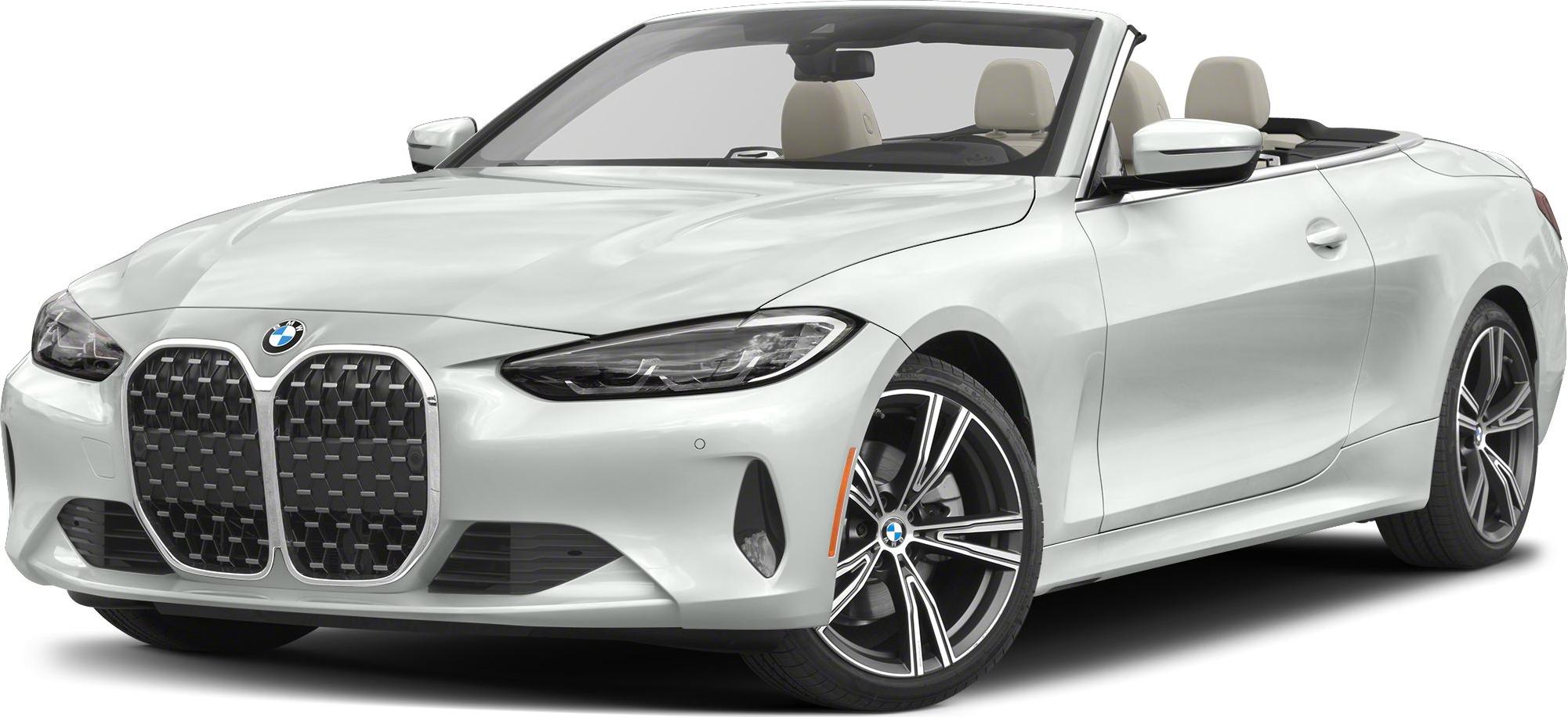 Front-side view of convertible with kidney grille and open roof