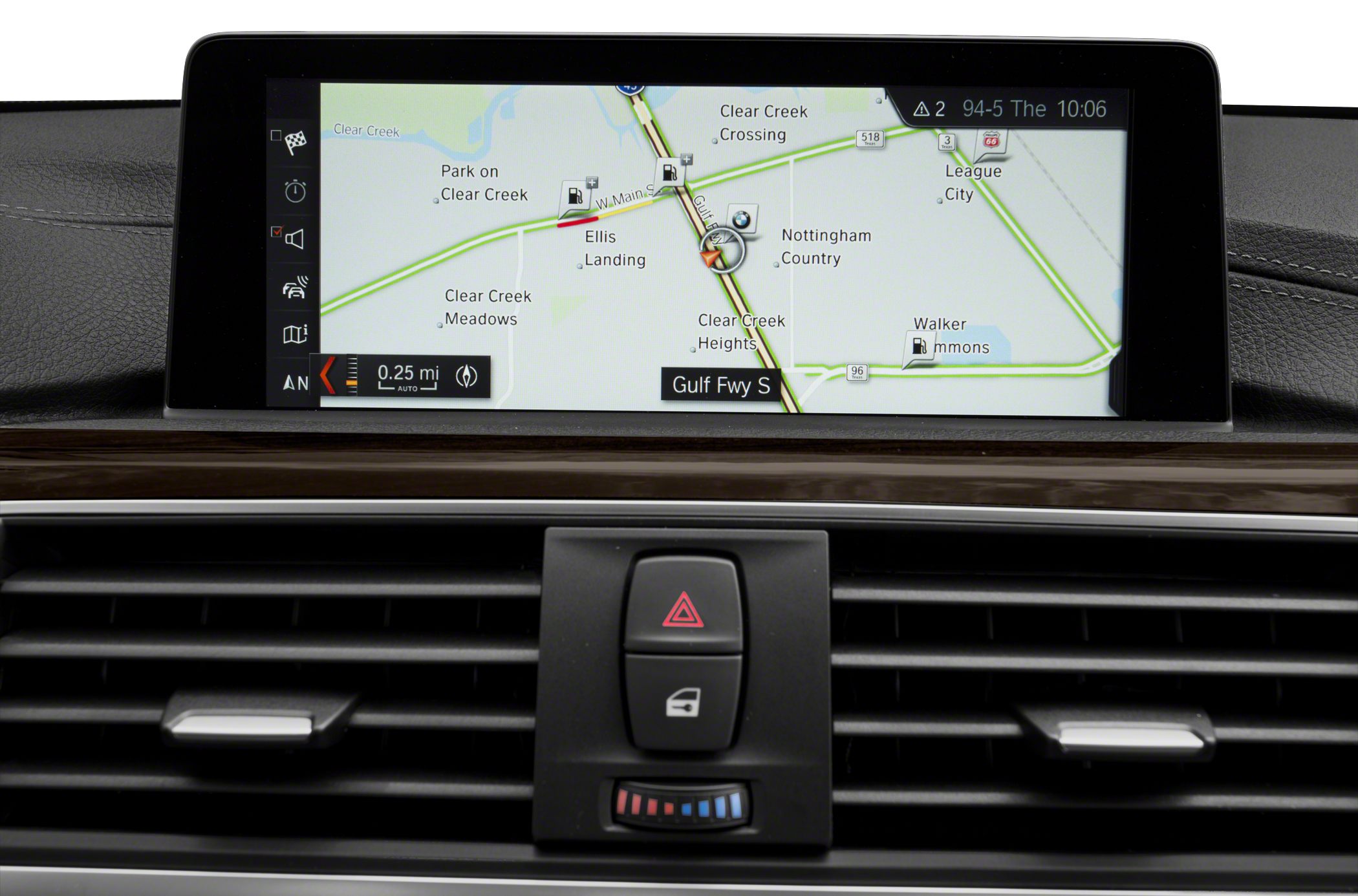 Navigation screen and climate control center console