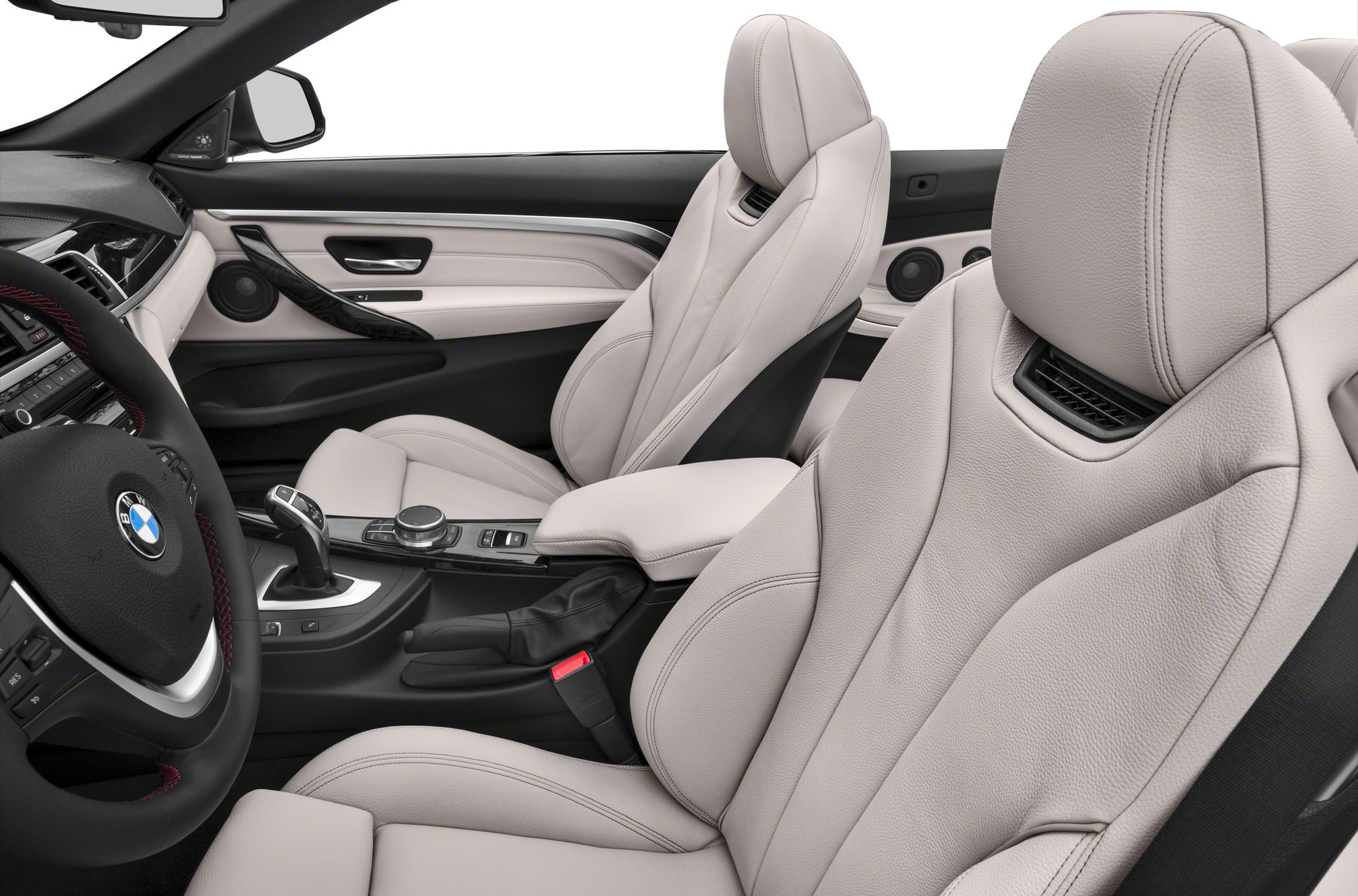 Premium beige leather seats and driver-focused interior cockpit