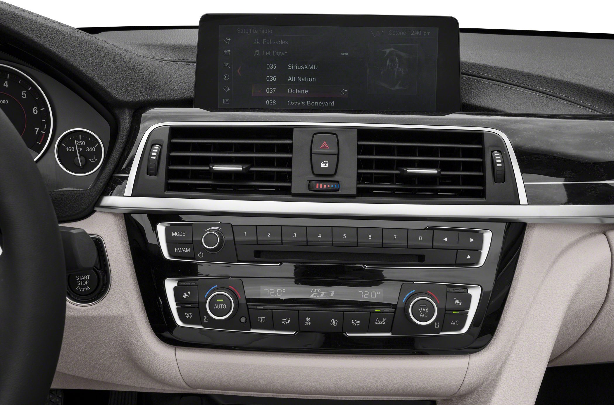 Center console with climate and infotainment controls
