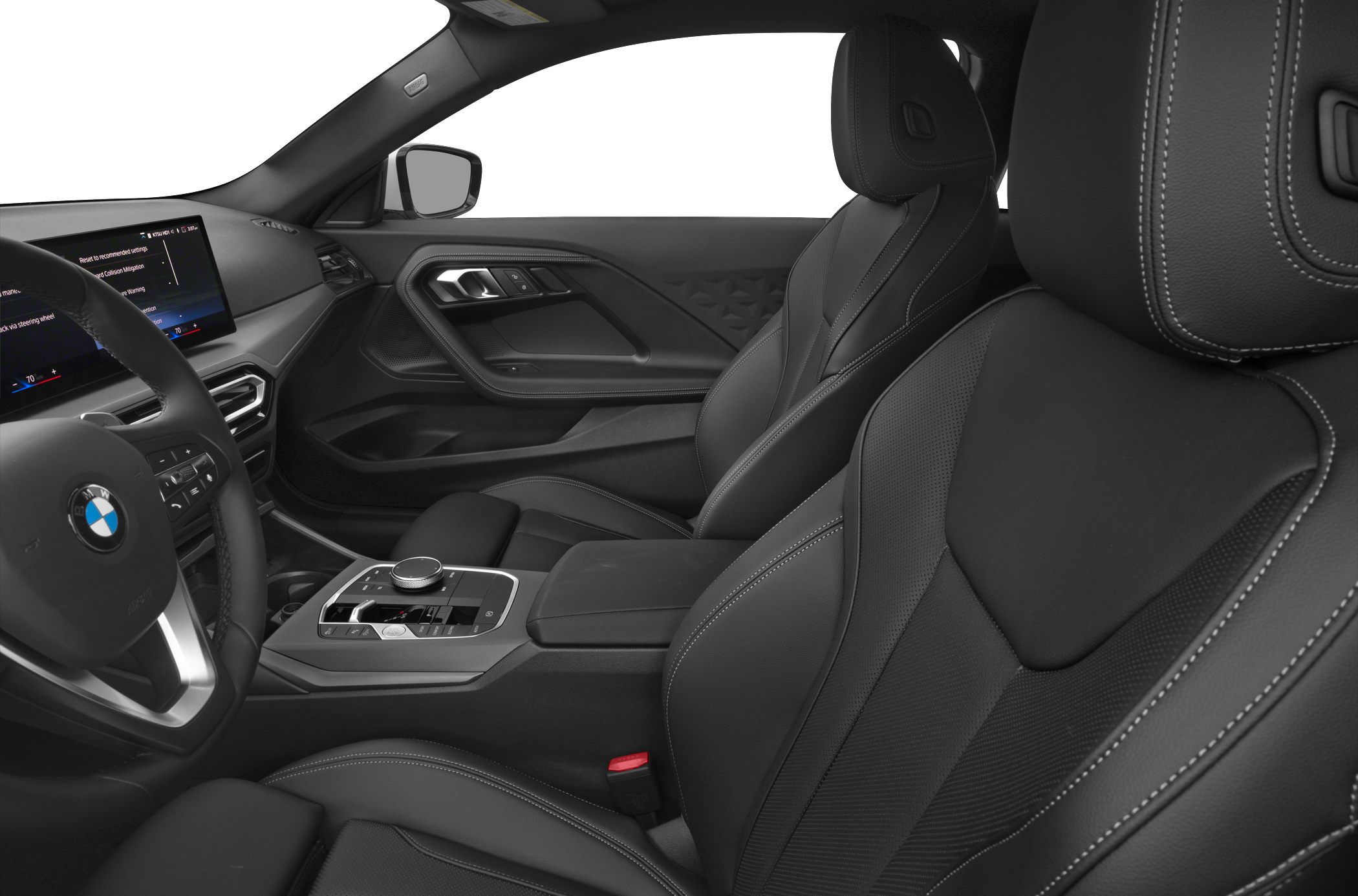 Sporty leather seats and modern center console with controls