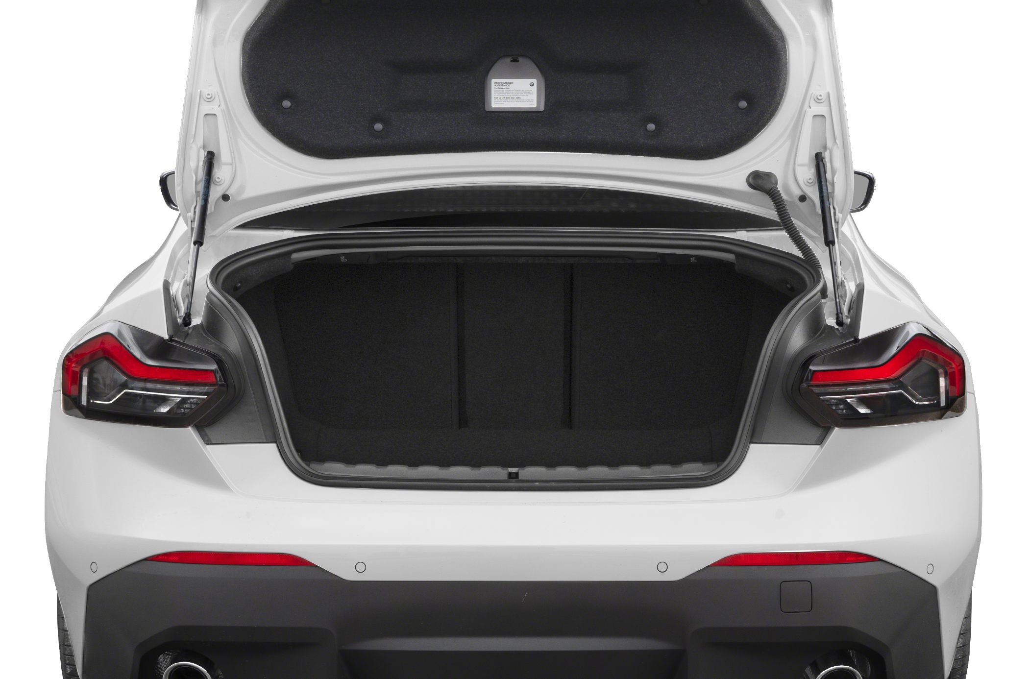 Open rear trunk with LED taillights and dual exhaust