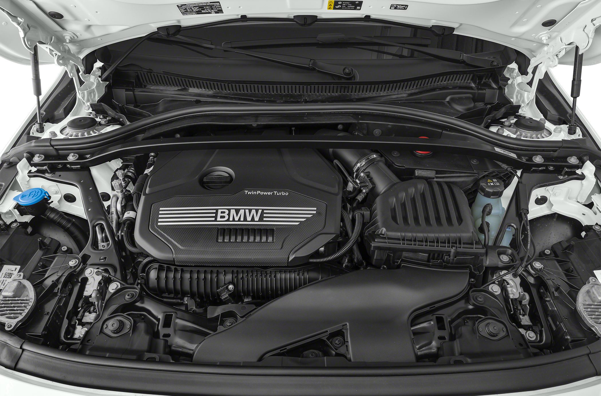 TwinPower Turbo engine bay with visible components and structural support
