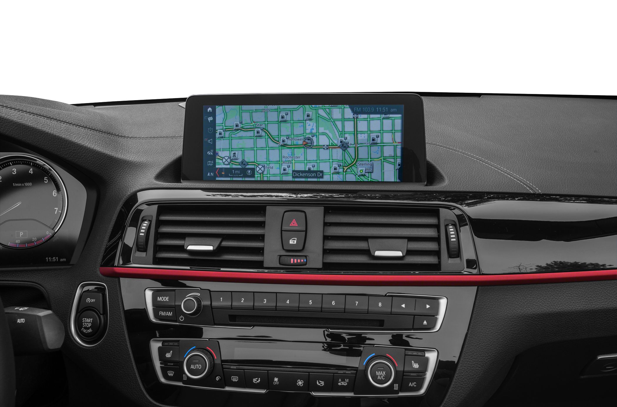 Dashboard with infotainment screen and climate control panel