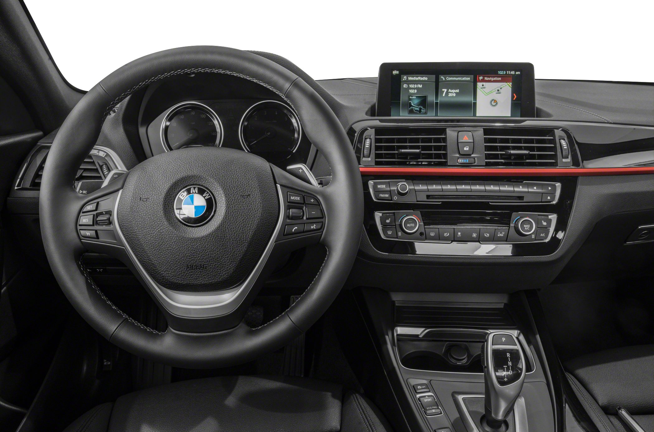 Steering wheel, digital display, modern dashboard controls