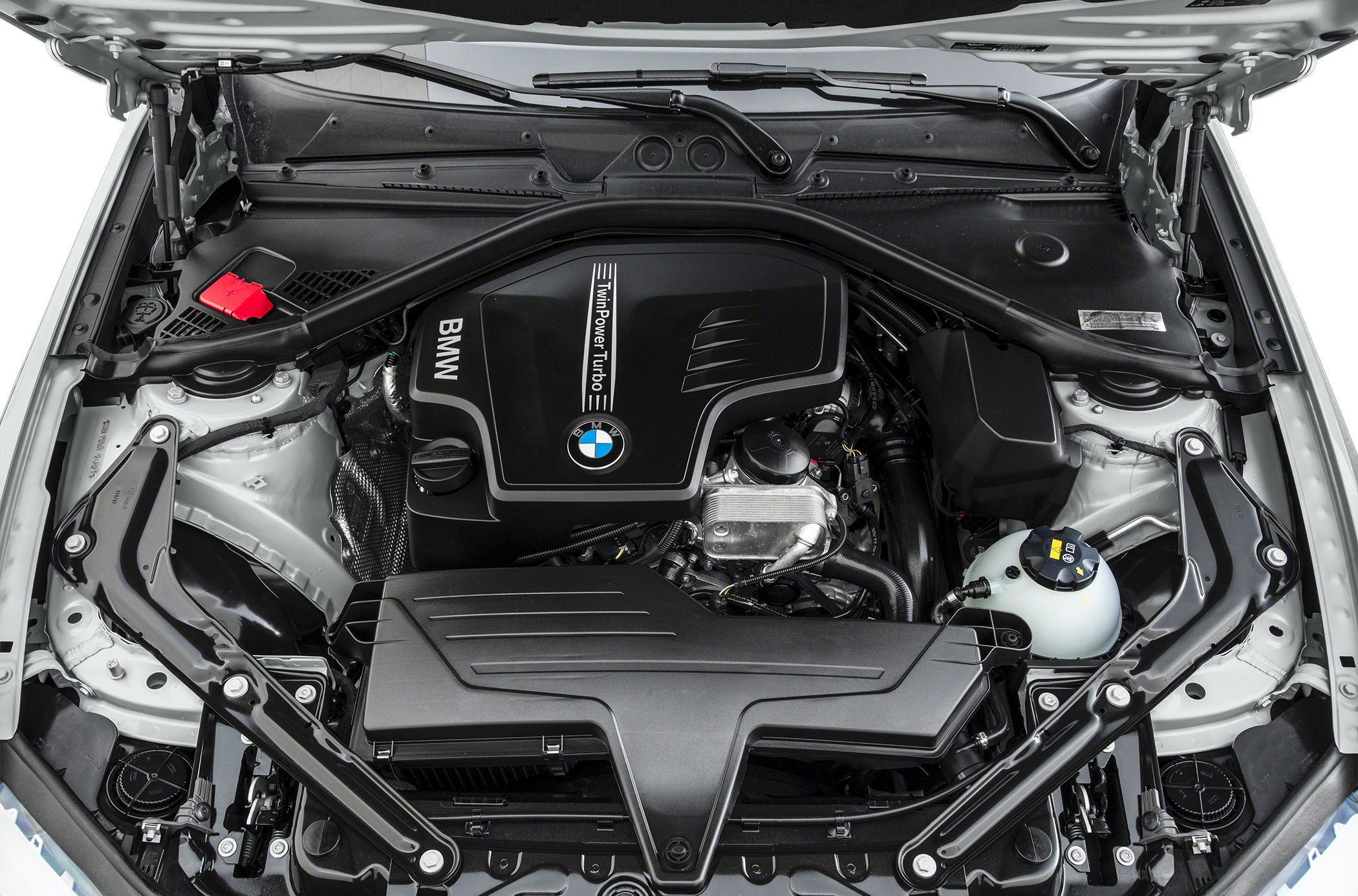 TwinPower Turbo engine bay with structural braces and components