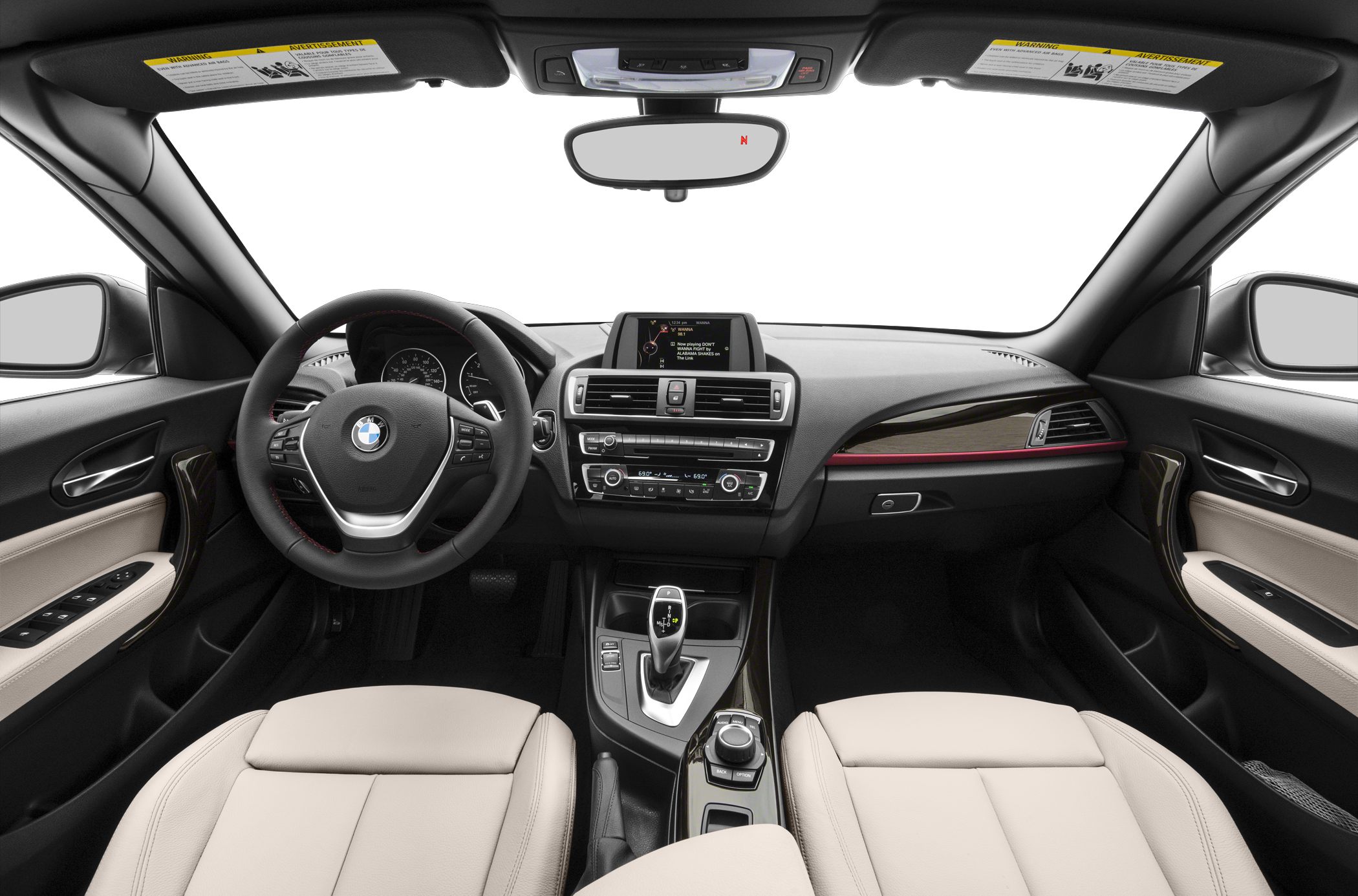 Modern convertible interior with dashboard and infotainment system