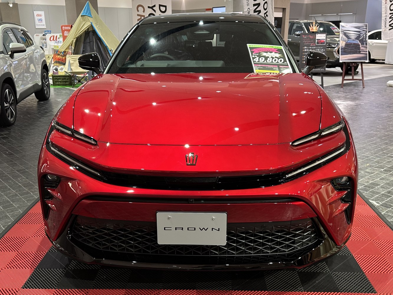Front grille with mesh design and slim LED headlights.