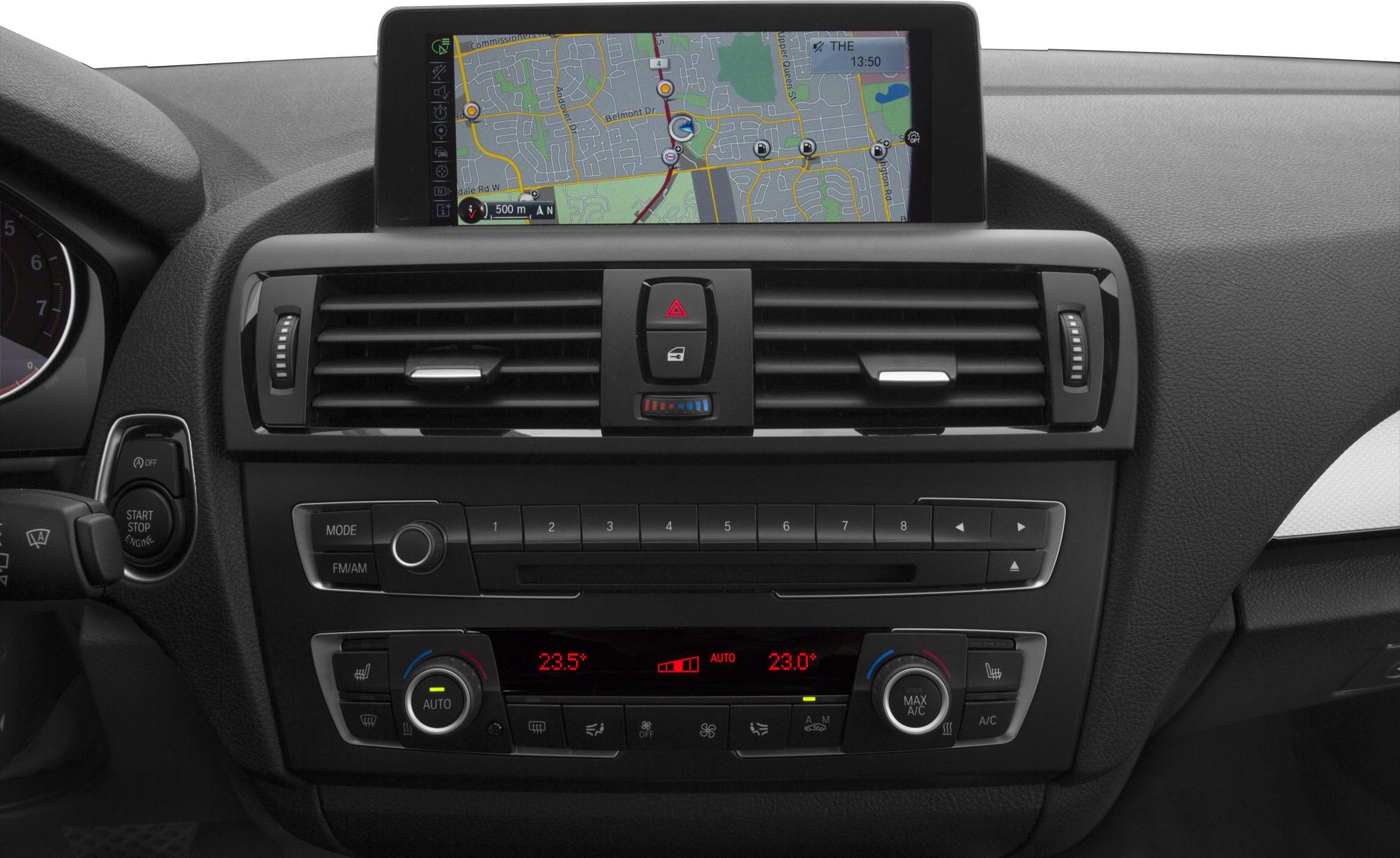 Central dashboard with navigation display and dual-zone climate controls