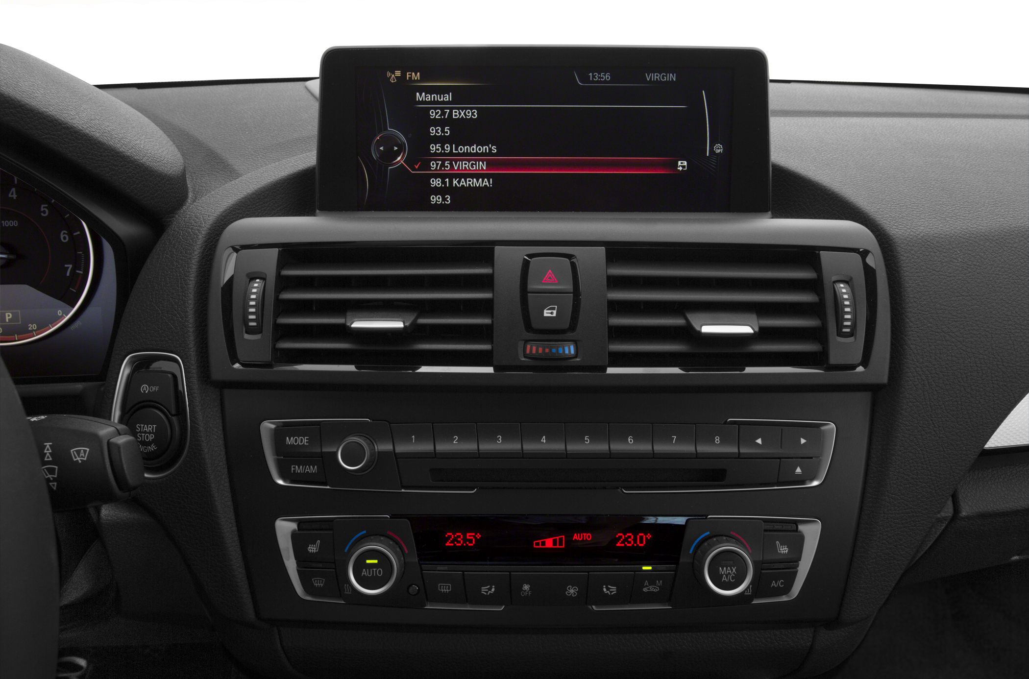 BMW interior dashboard with infotainment and climate control