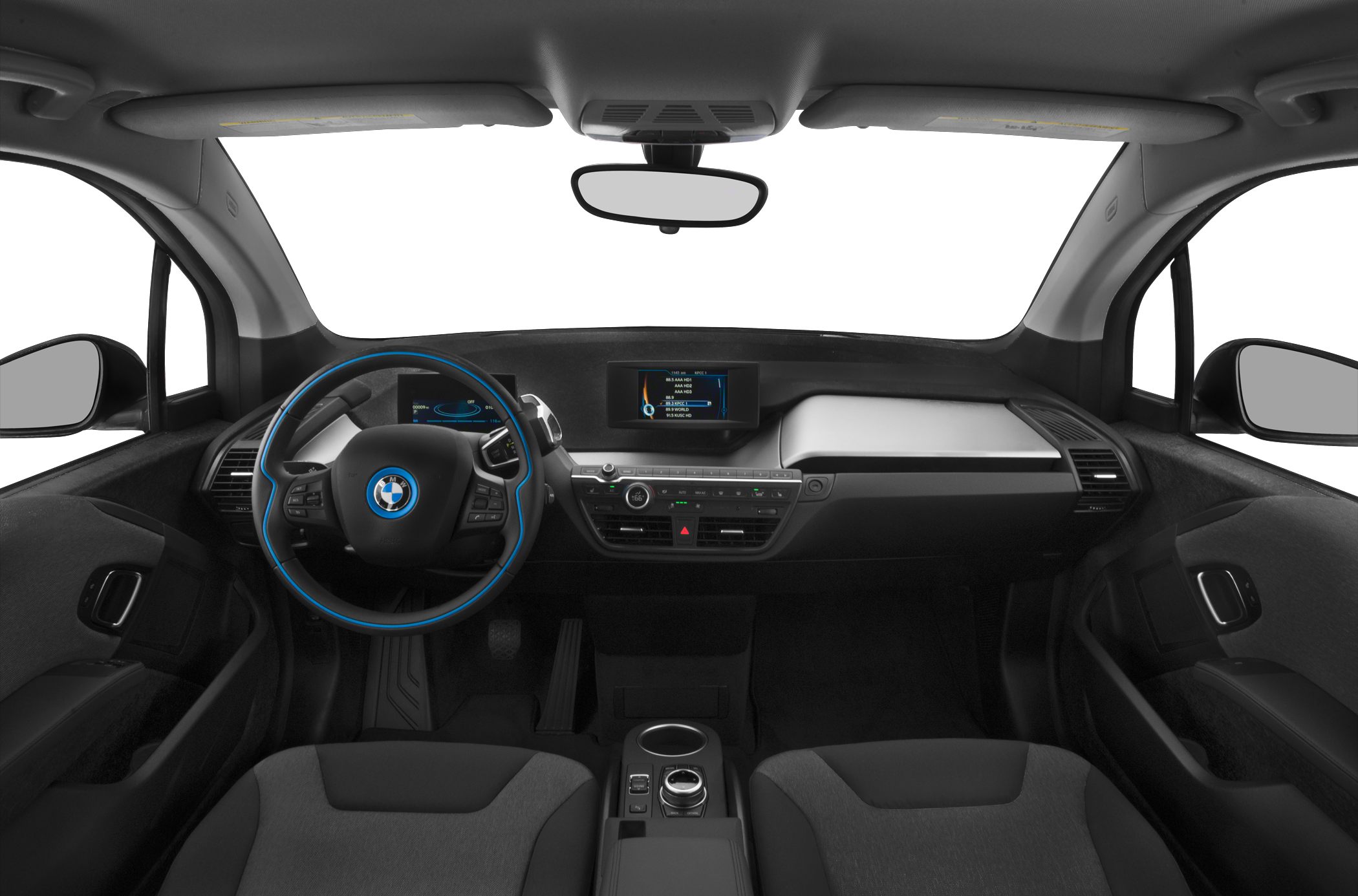 Dashboard and steering wheel with digital display screens