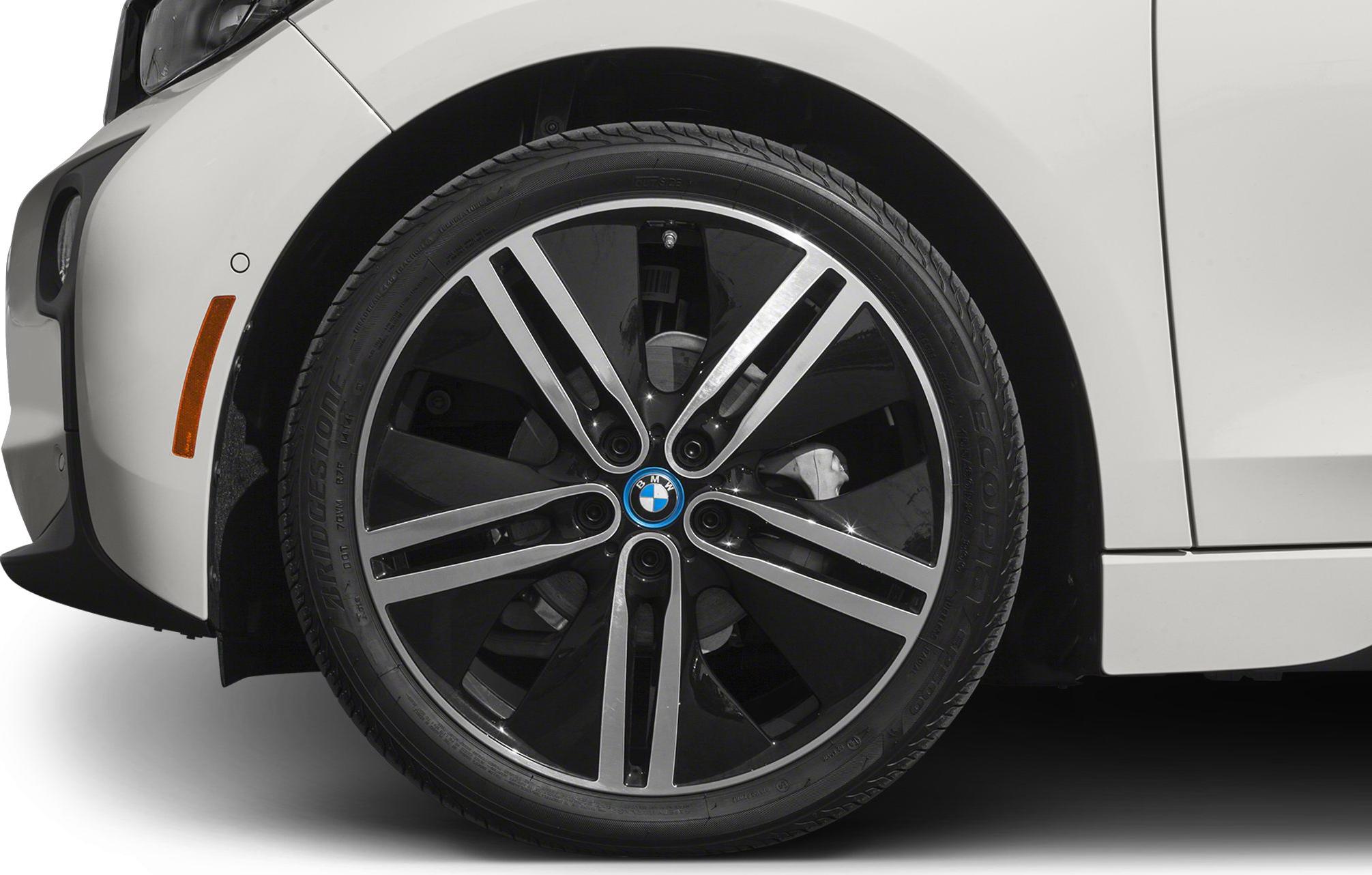 Close-up of alloy wheel with modern spoke design and tire.