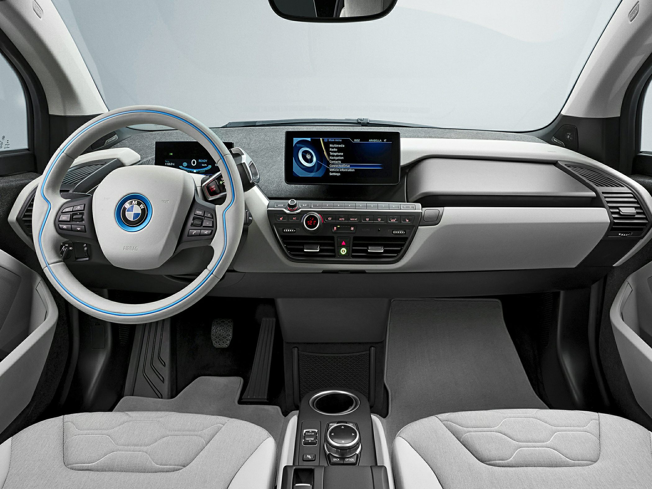 Modern dashboard with digital display and multifunction steering wheel