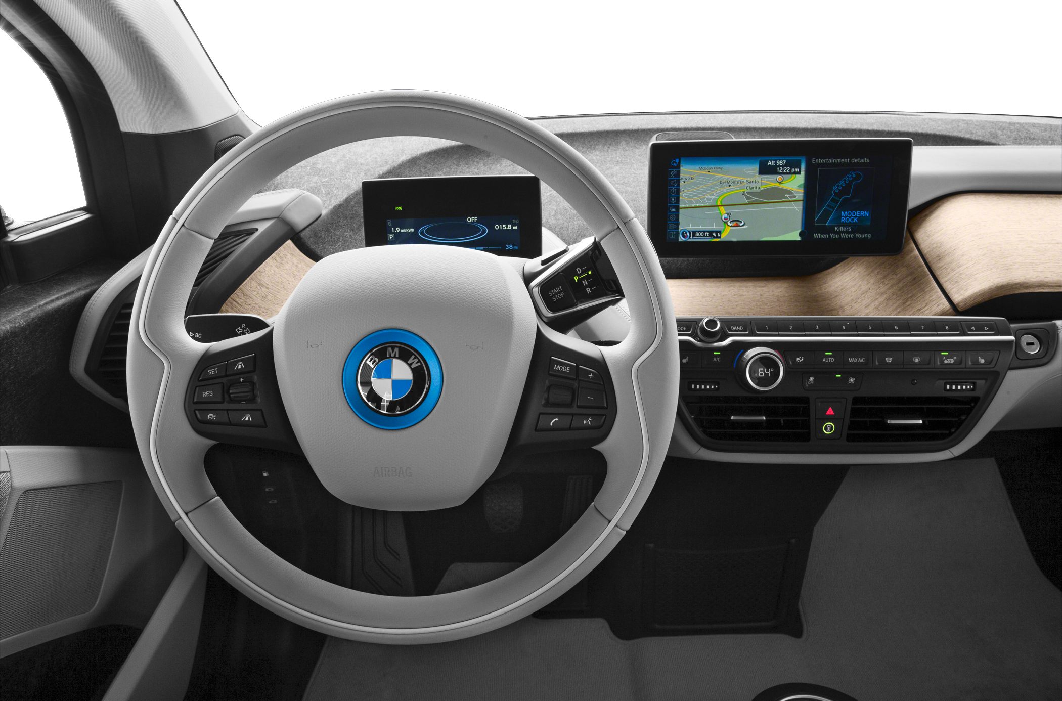 Digital instrument cluster and infotainment screen with multifunction steering wheel
