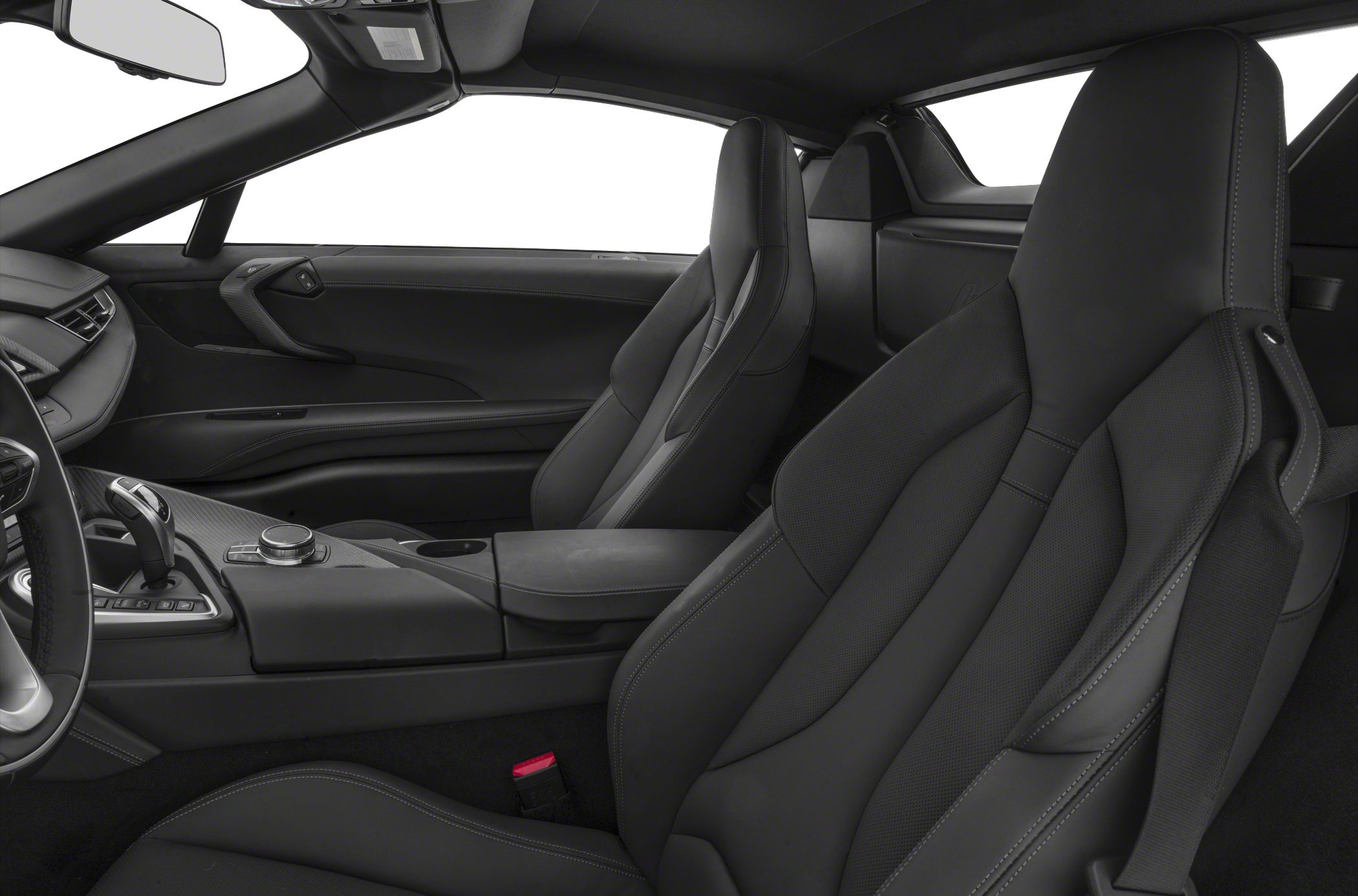 Black leather sports seats and modern center console