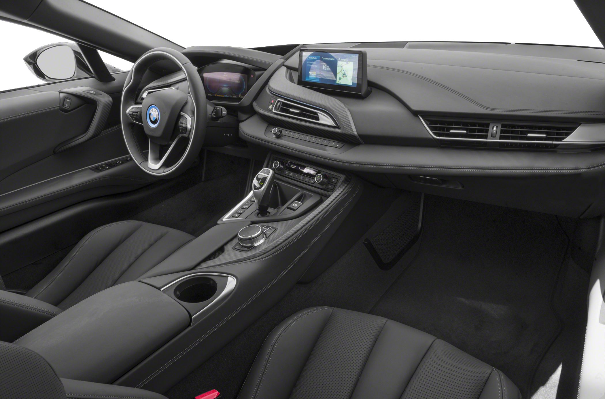 Digital dashboard and sleek center console with gear selector