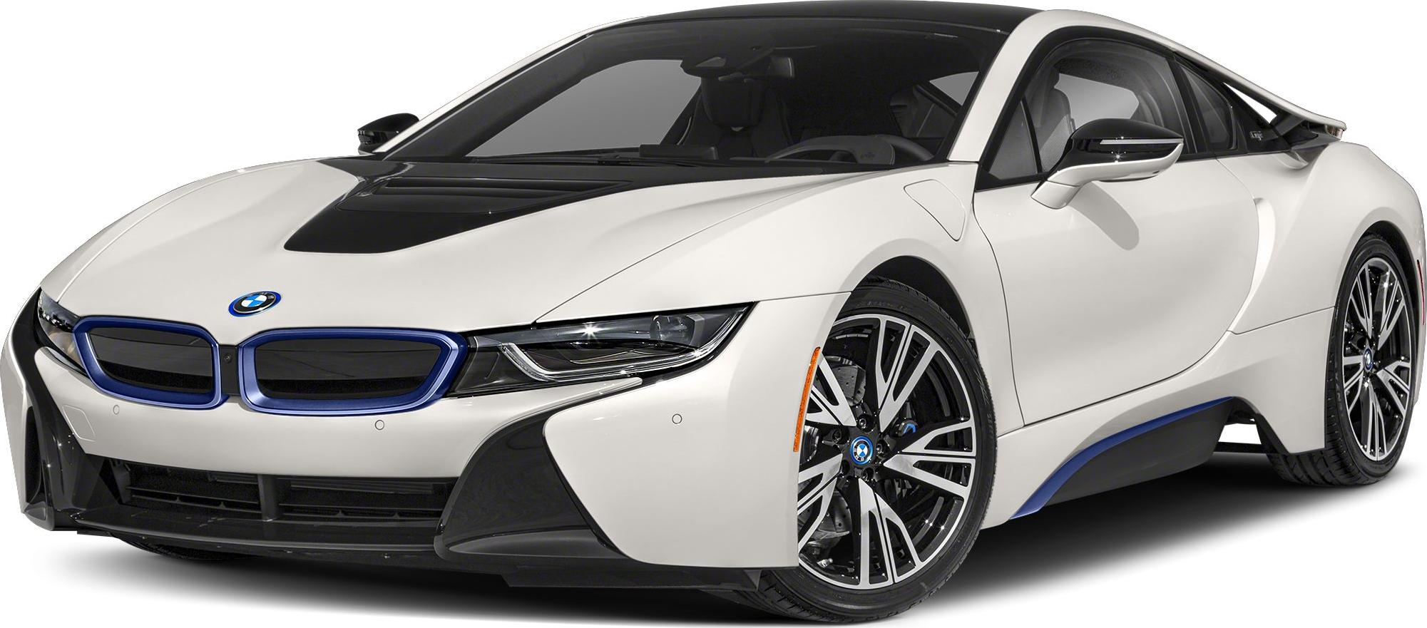 3/4 front-left view, Crystal White Pearl Metallic W / Bmw I Frozen Blue