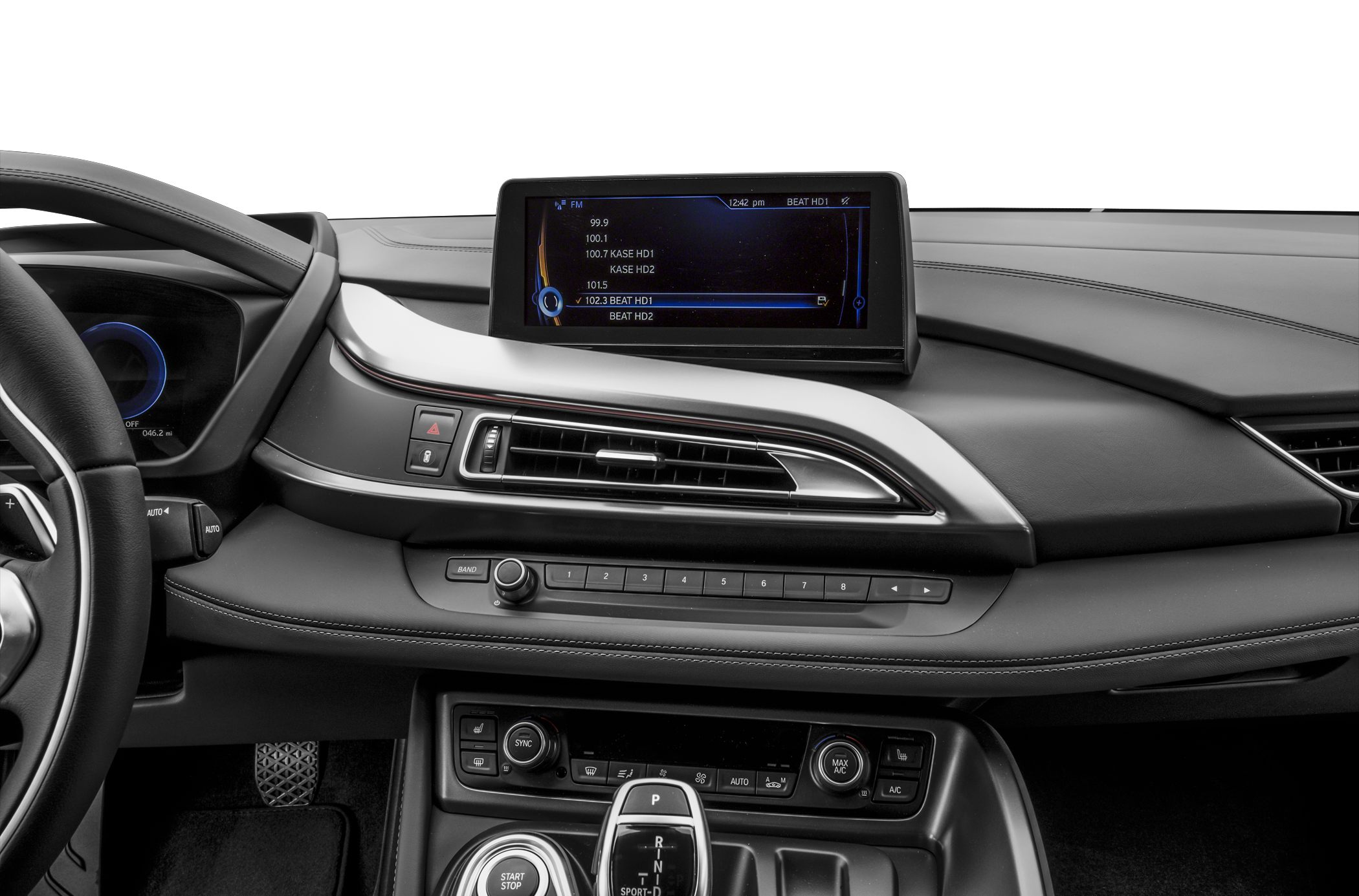 Sleek dashboard and infotainment system with advanced controls