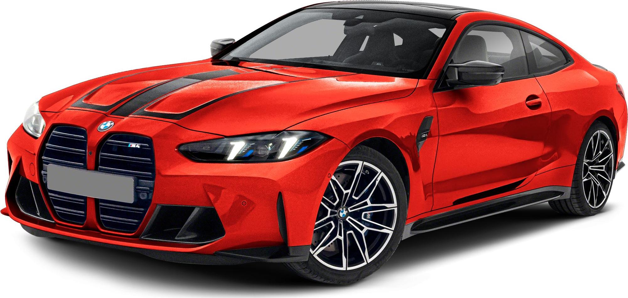 Large kidney grille and LED headlights on a sporty coupe