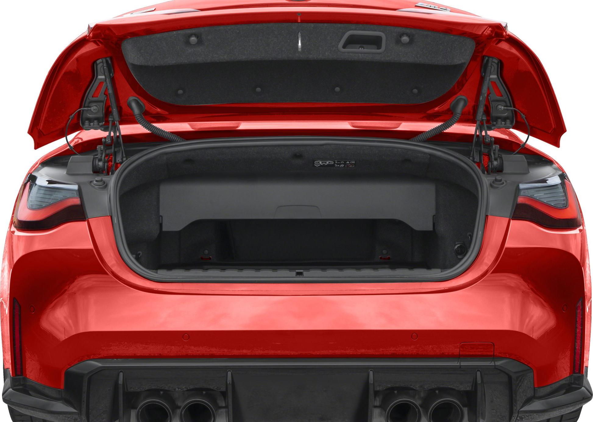 Open trunk and rear design with dual exhaust pipes