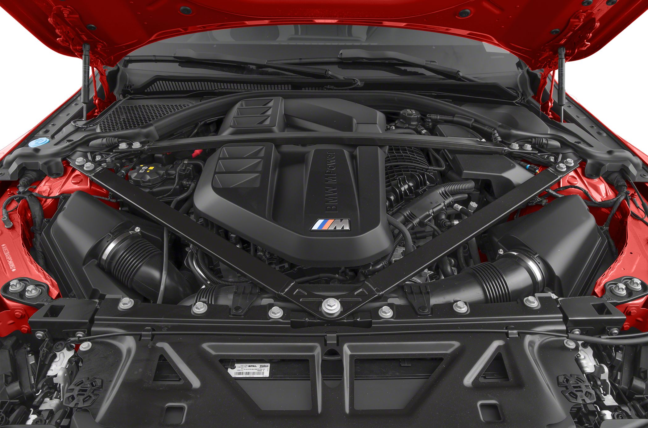 Detailed BMW M Power engine with structural support and intake components