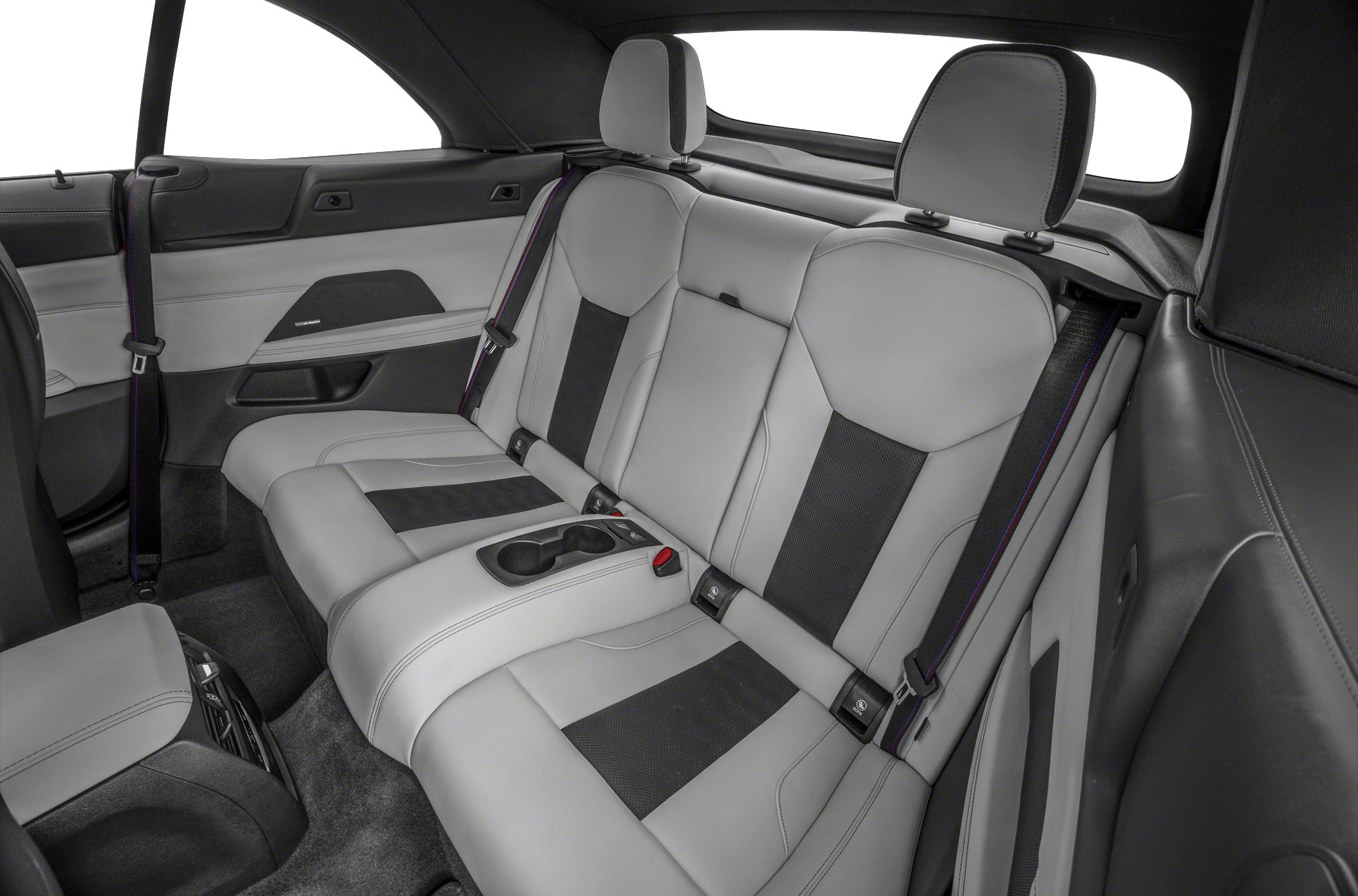 Premium rear leather seats with cup holders and seat belts