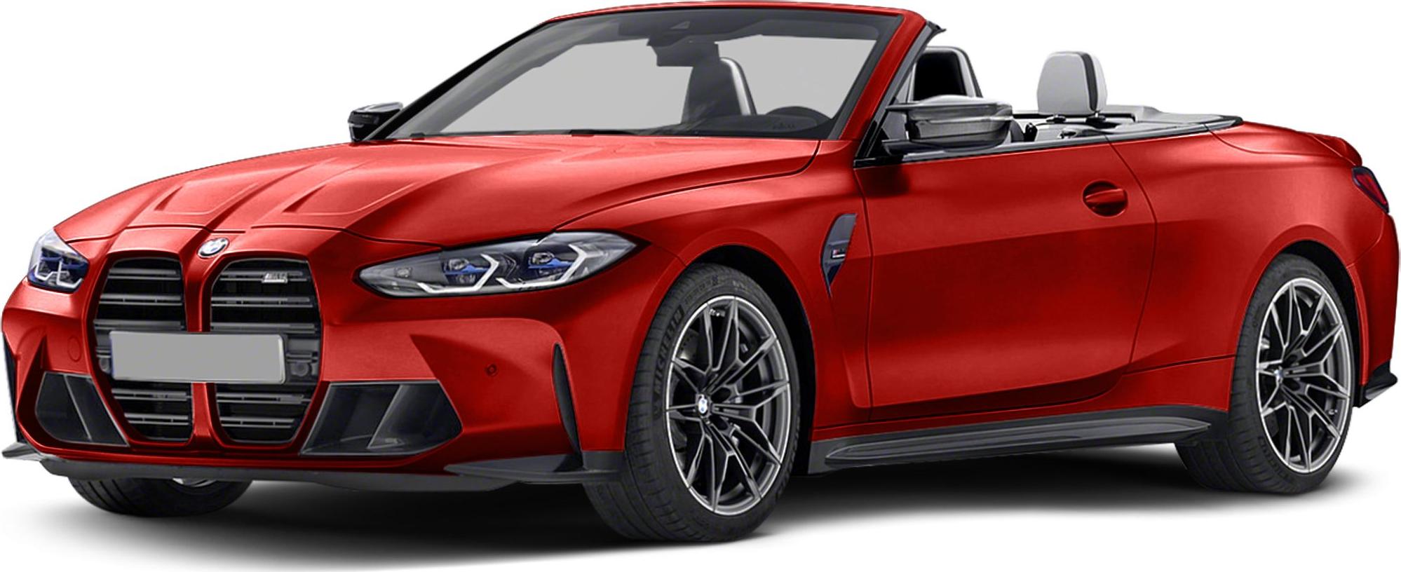 Red convertible sports coupe with aggressive front grille and stylish wheels