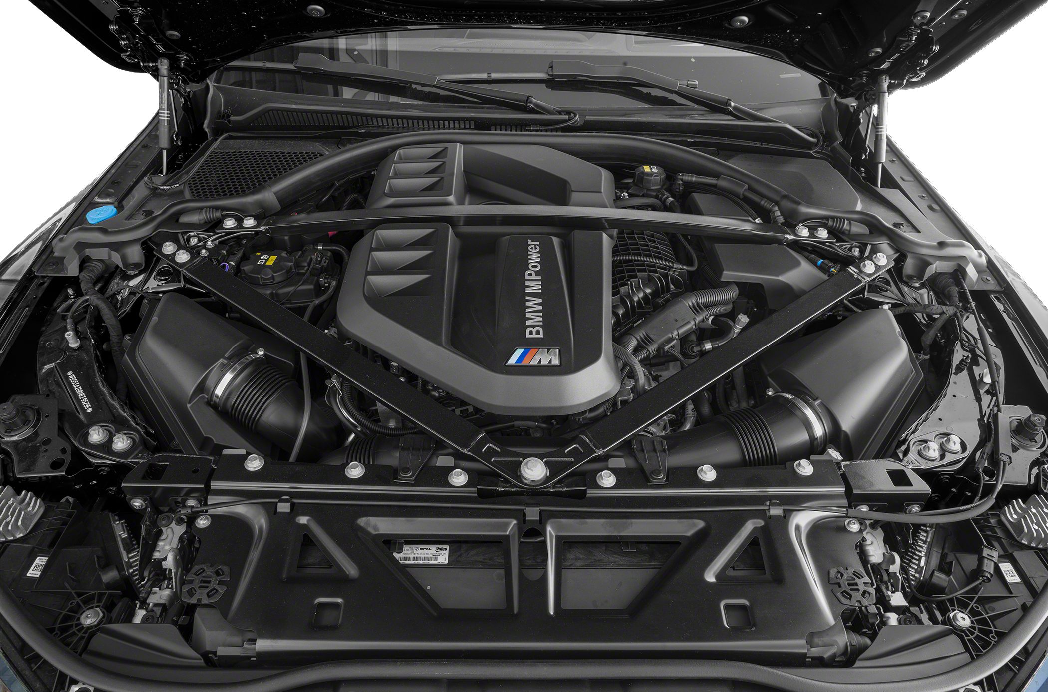 BMW M Power engine cover and structural bracing in engine bay