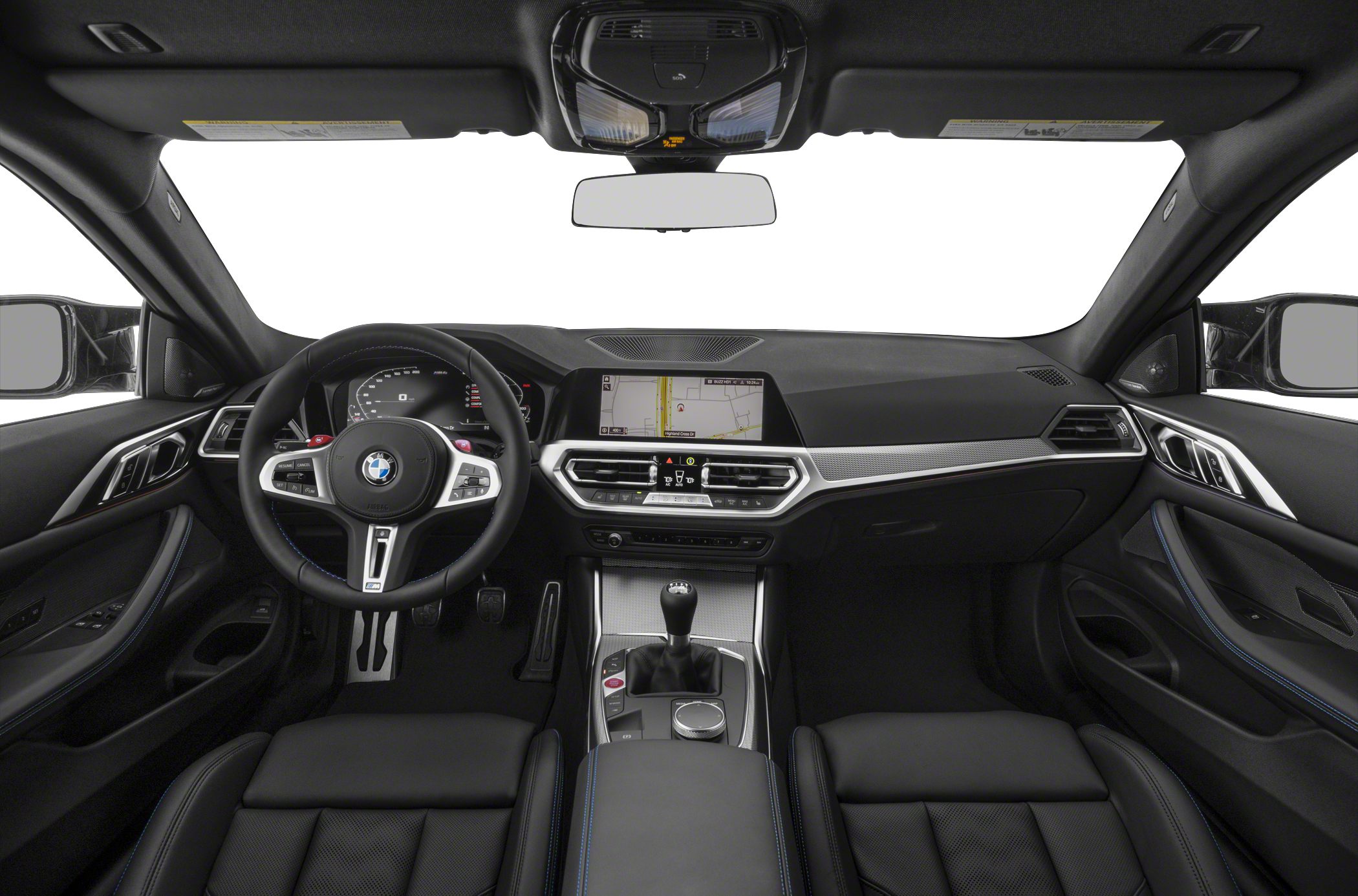Manual transmission interior with digital dashboard and modern infotainment system