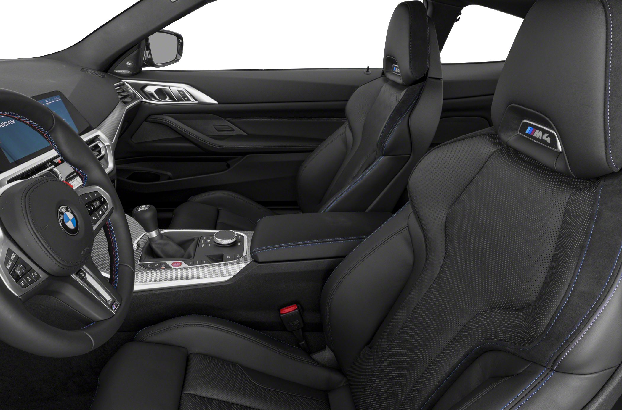 Sport seats with M4 branding and manual transmission gearshift.