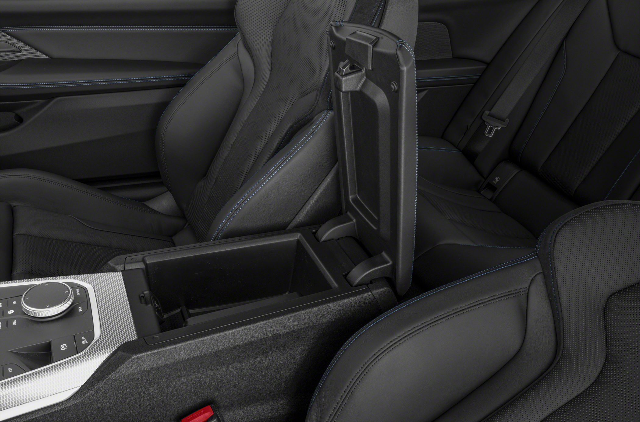 Open center console storage and sport seats with contrast stitching