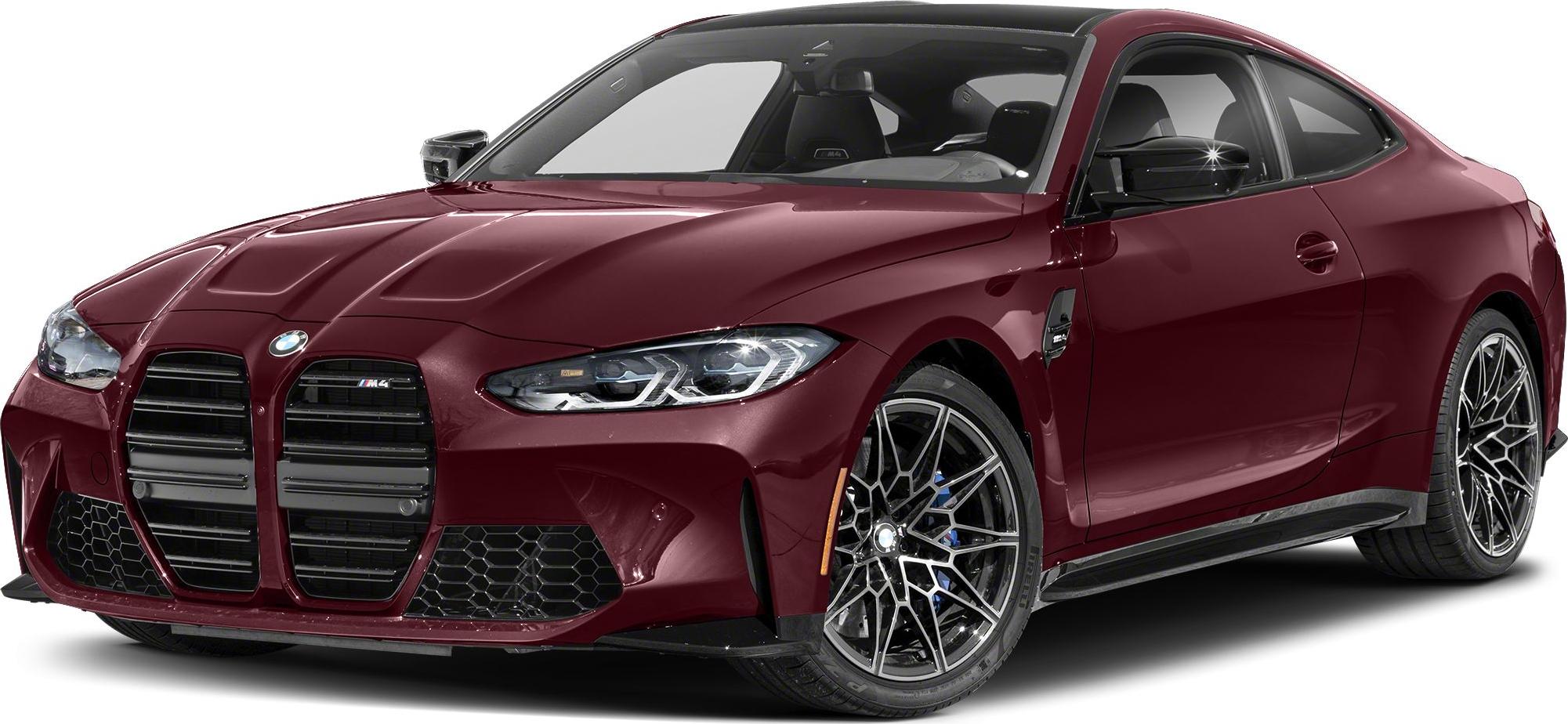 Front-side view with large kidney grille and sporty alloy wheels