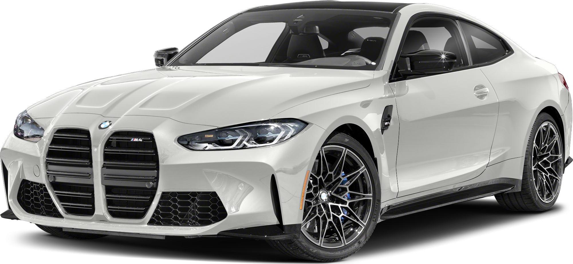 Large kidney grille and multi-spoke alloy wheels on sporty coupe