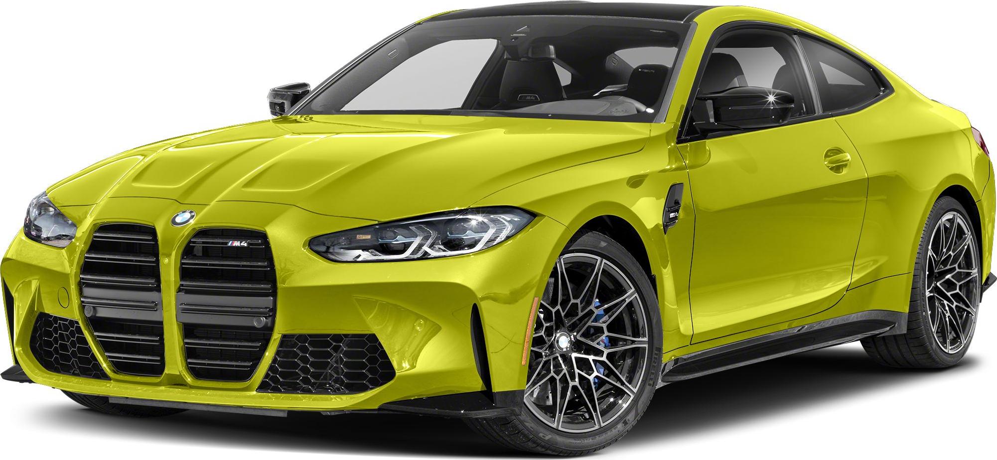 Large dual kidney grille and sleek LED headlights on a sporty coupe front