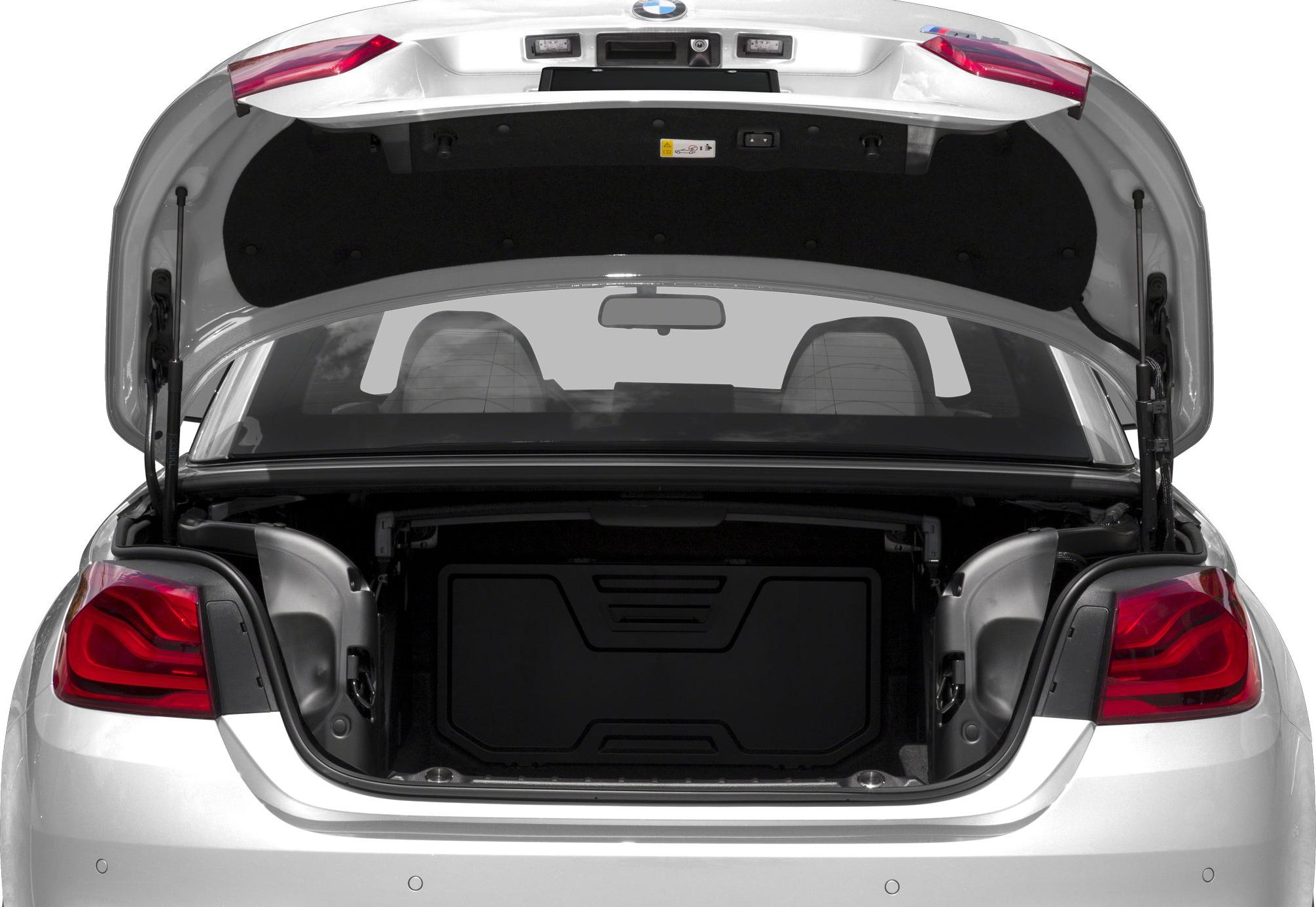Open trunk with visible rear taillights and cargo space on convertible