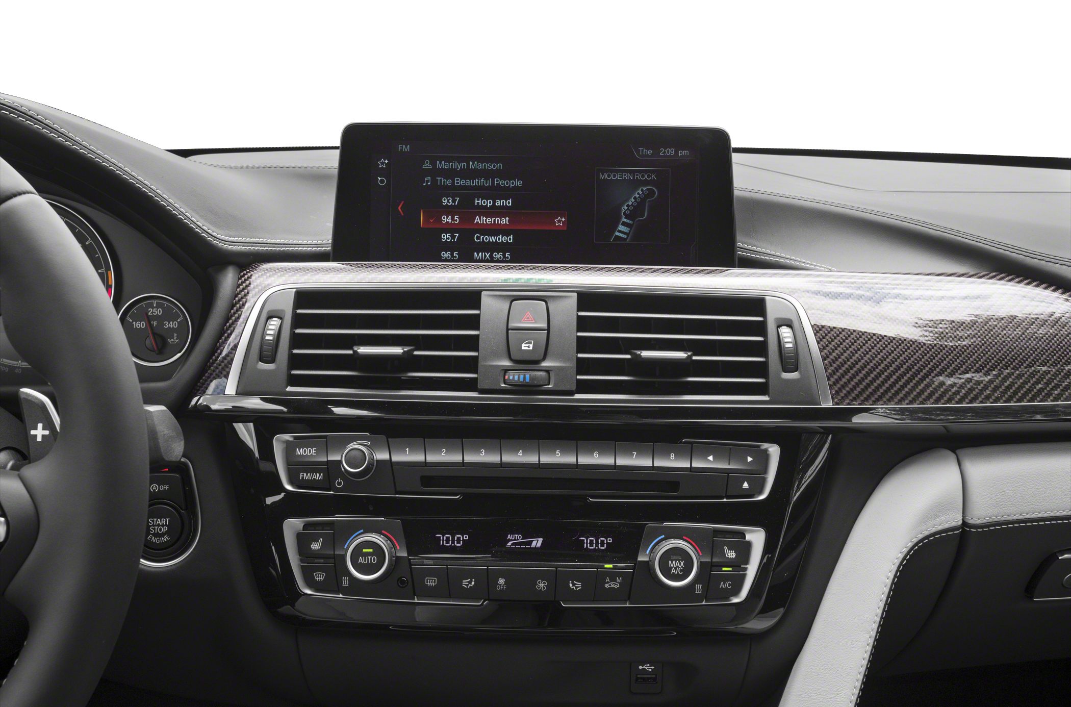 Dashboard with infotainment screen and climate control panel