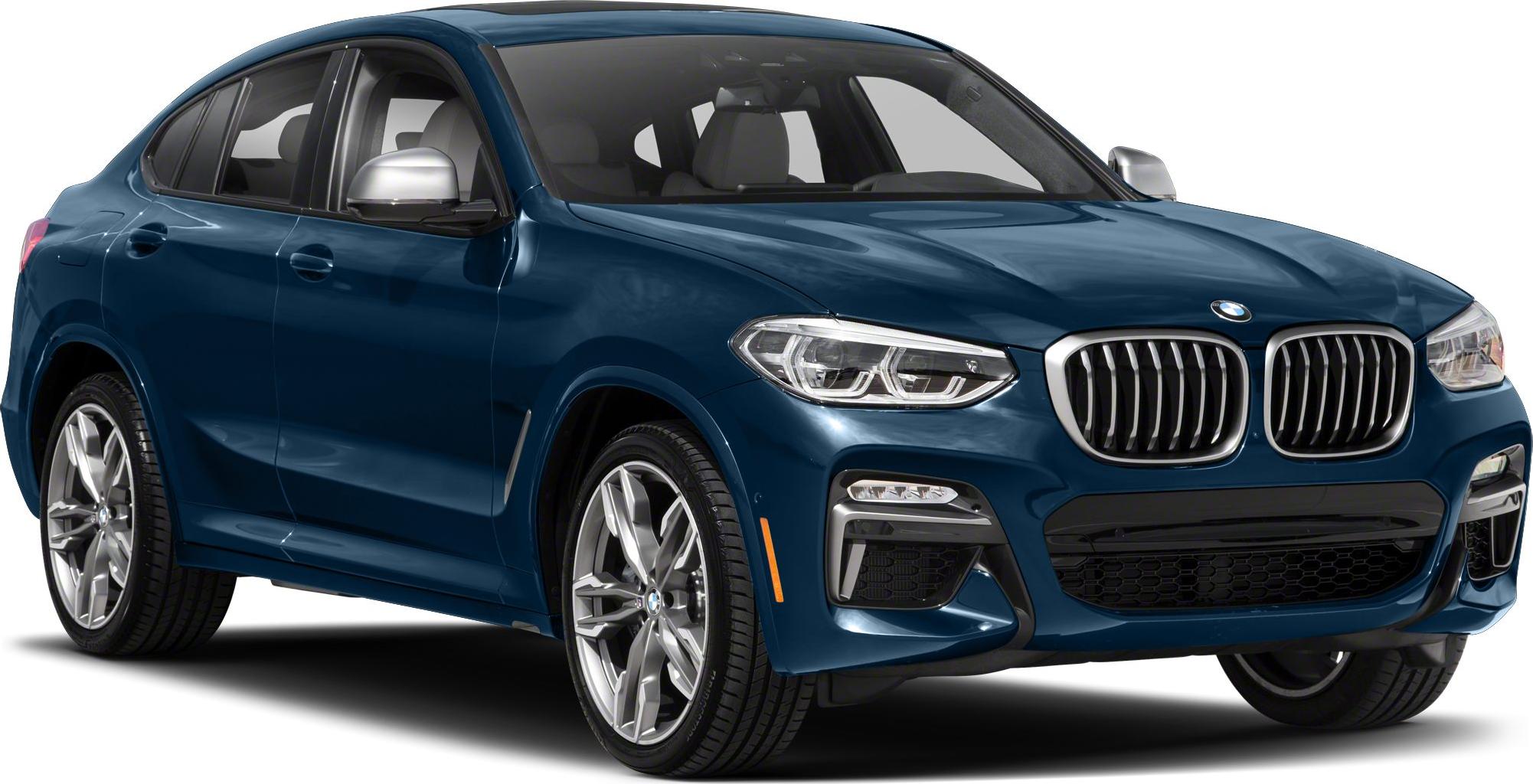 Blue SUV front angle with dual kidney grille and LED headlights