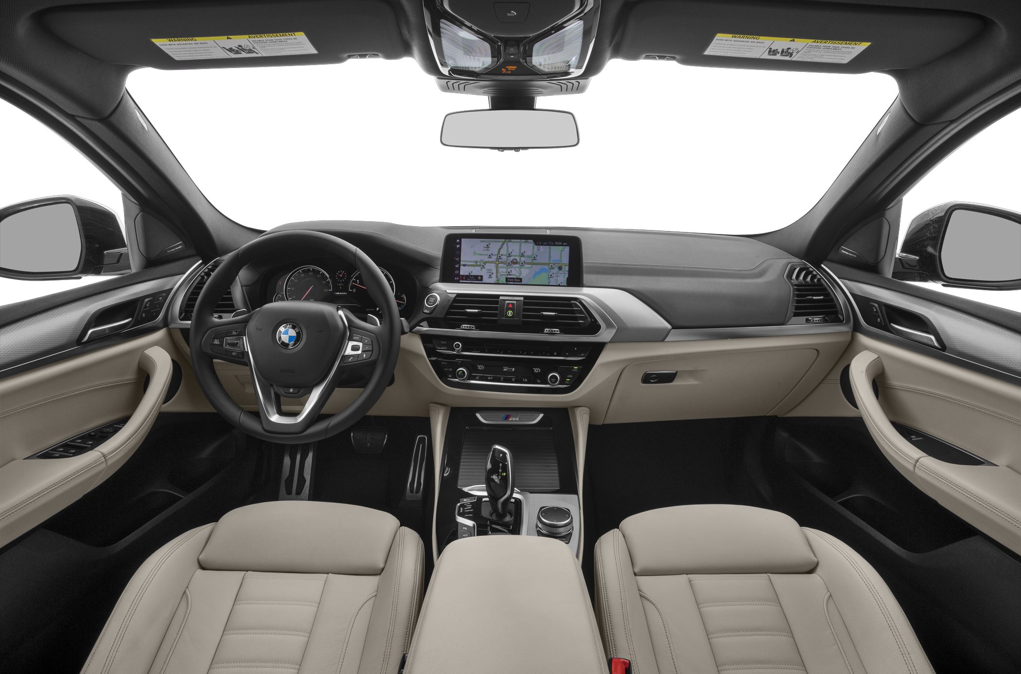 Leather seats with digital instrument cluster and central navigation screen.