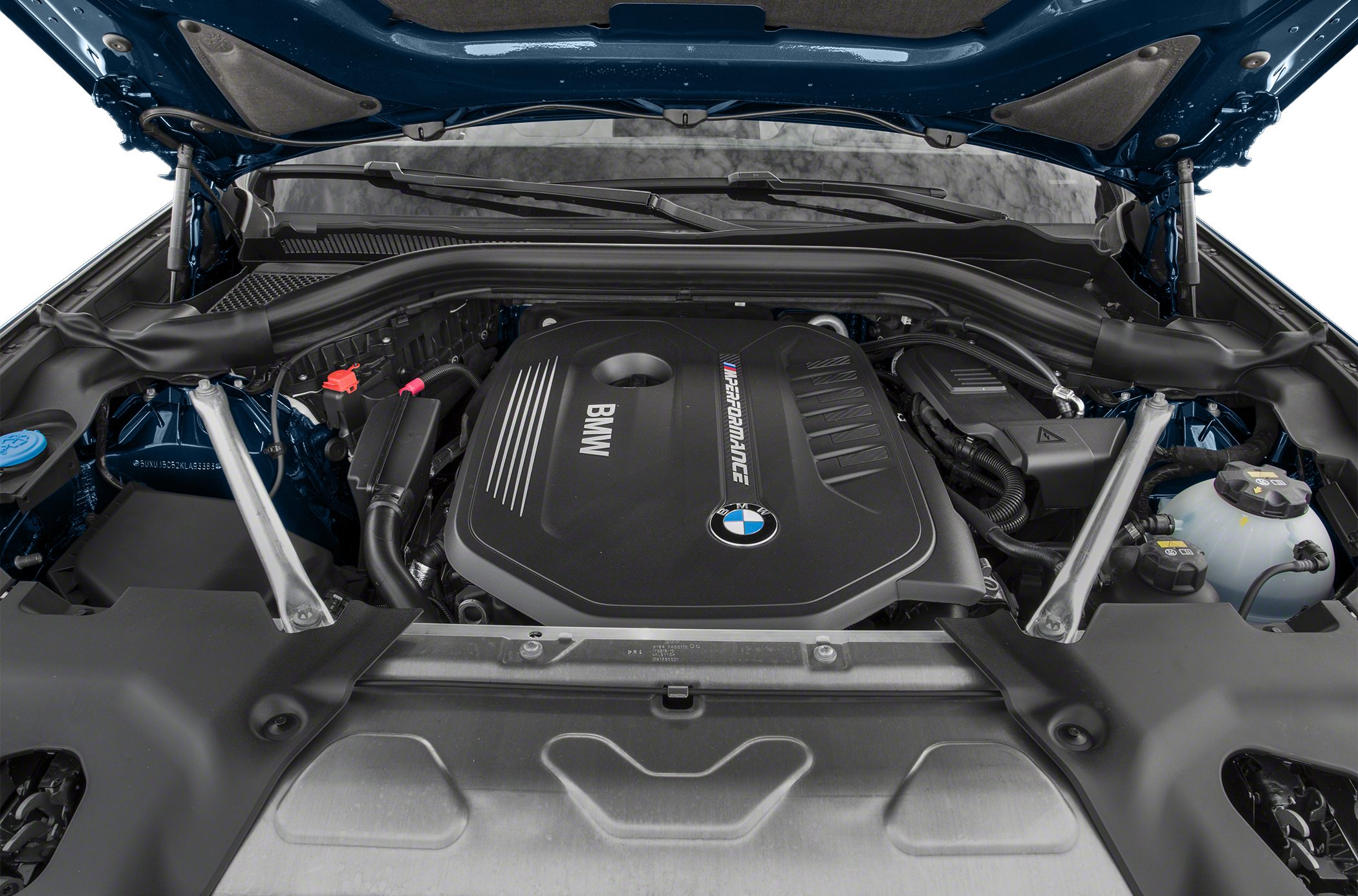 M Performance engine cover and structural strut bars in engine compartment