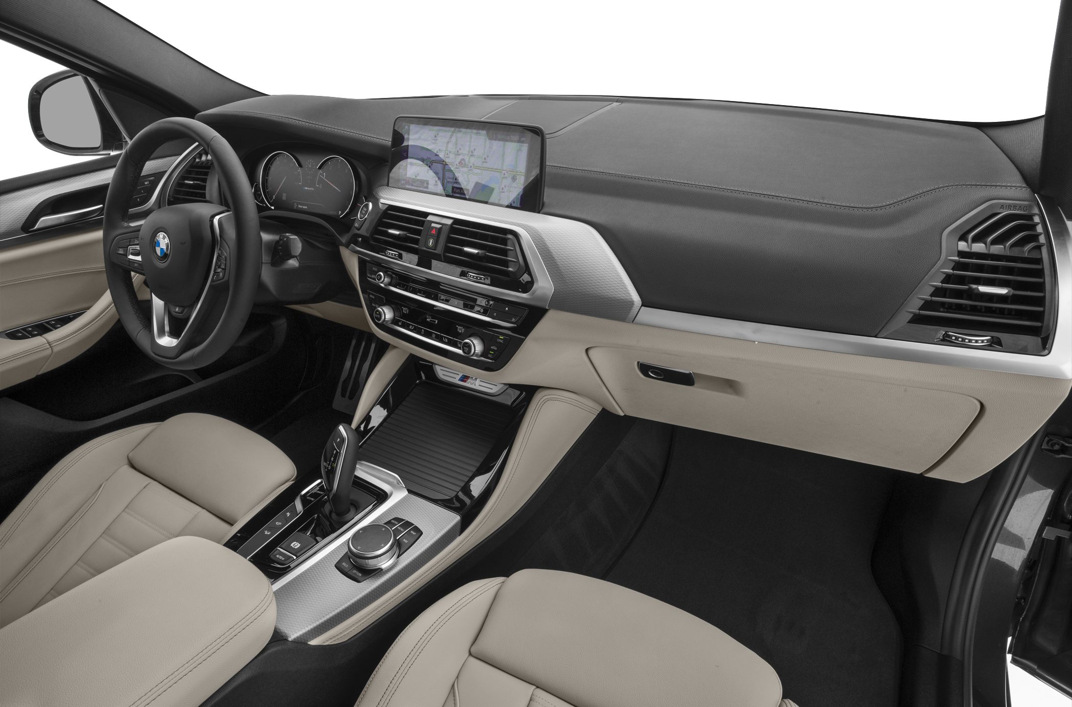 Modern luxury dashboard with infotainment and sport seats